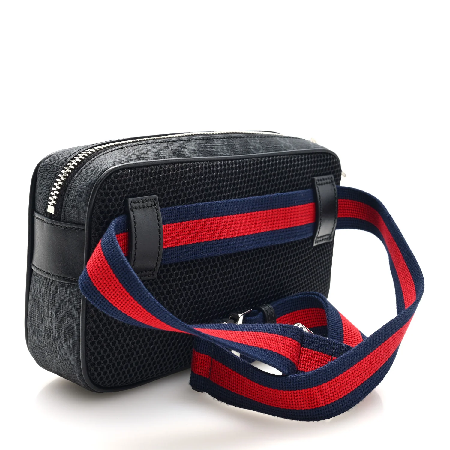 Soft GG Supreme Monogram Web Belt Bag Black Grey - Top Club