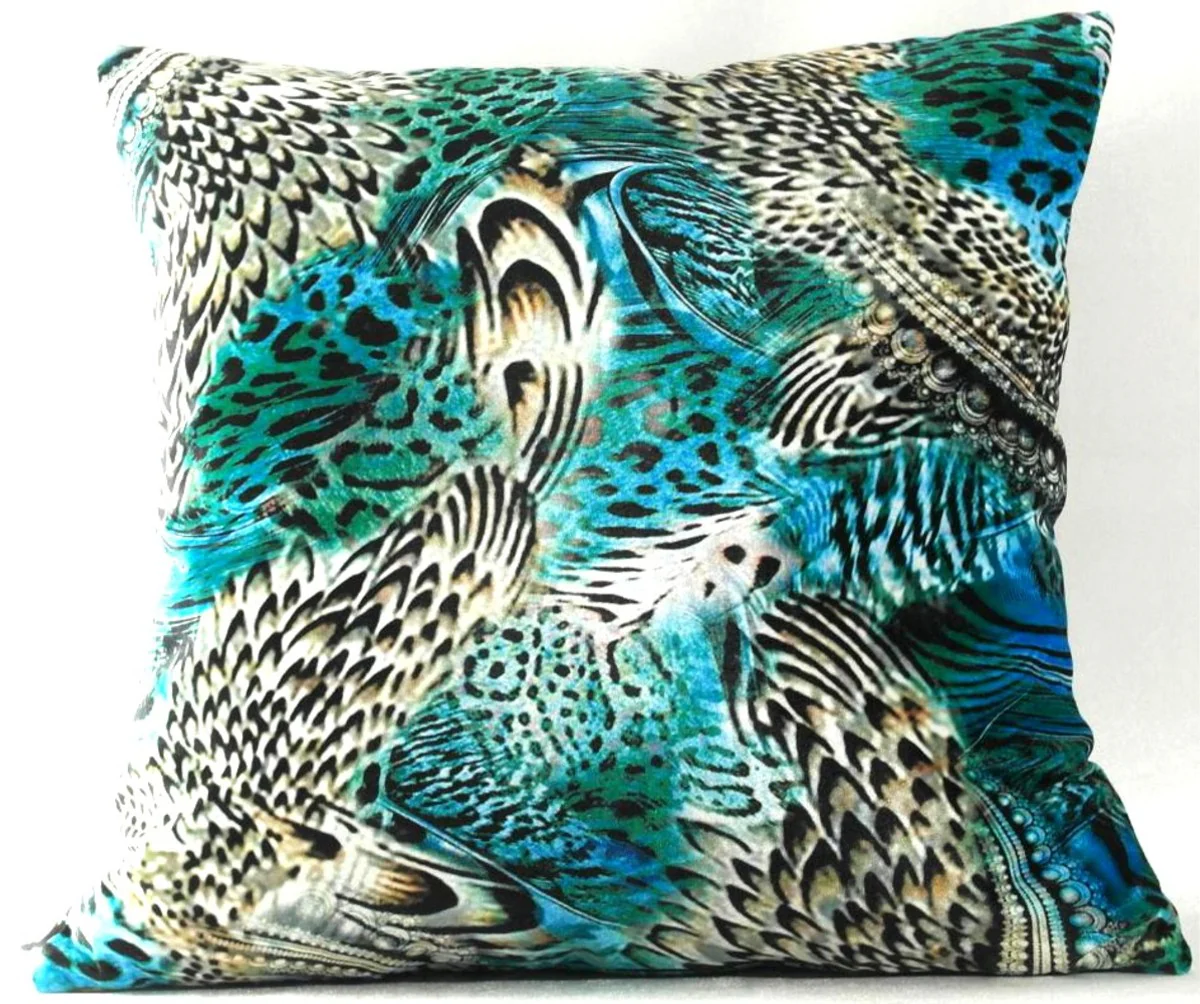 Luxury decorative cushion Colorado Feathers Multicolored 45 x 45 cm - Finest velvet fabric - Luxury Collection