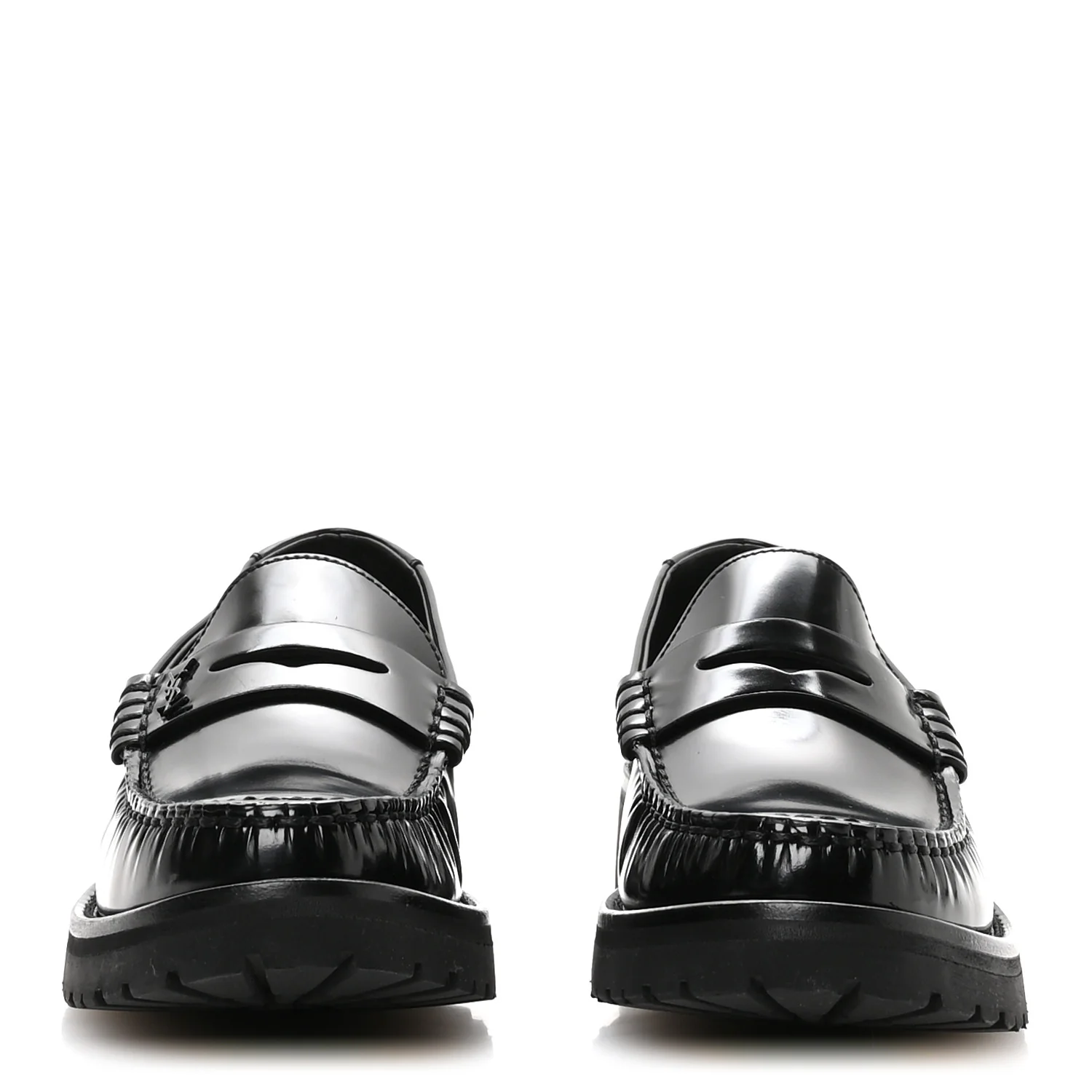 Glazed Calfskin Chunky Le Loafer Penny Slippers 38 Black - Top Club