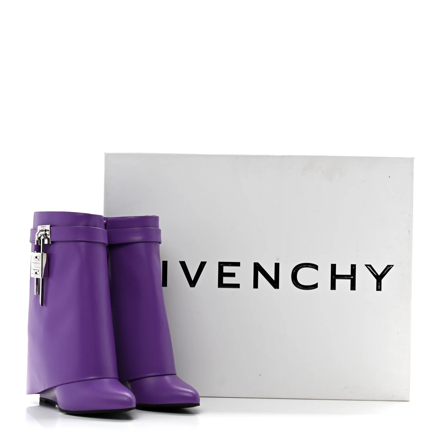 Calfskin Shark Lock Ankle Boots 38 Ultraviolet - Top Club