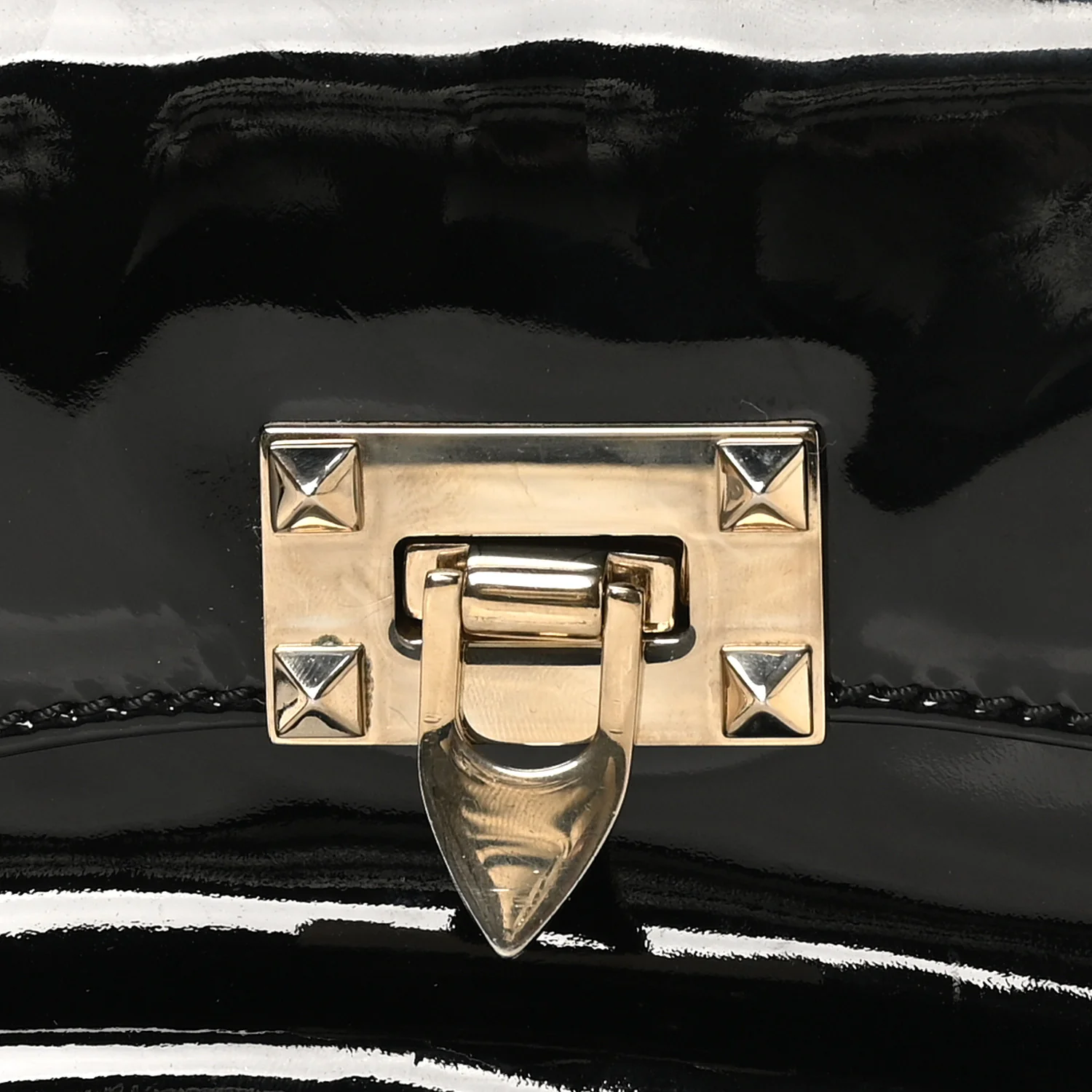 Patent Rockstud Flip Lock Flap Black - Top Club