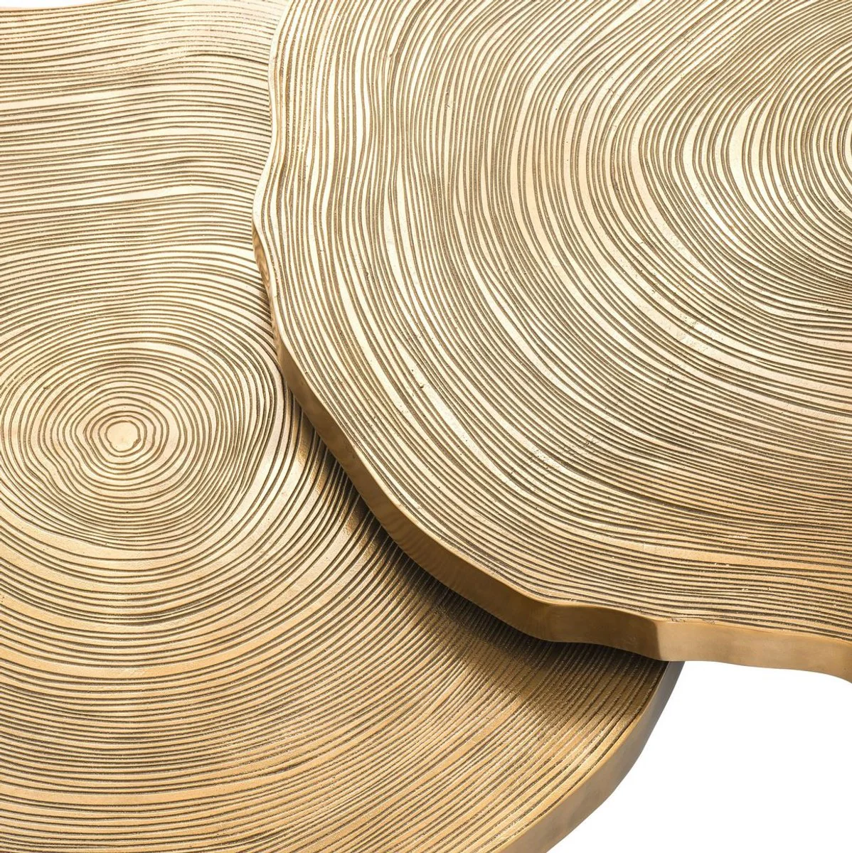 Luxury coffee table set brass / black - luxurious living room tables with table tops in tree slice design