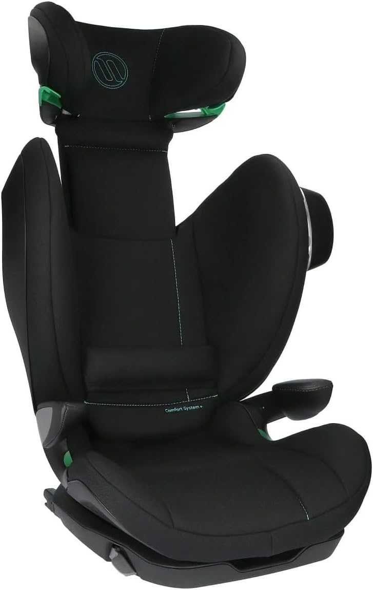 Seggiolino Avionaut MaxSpace Smart Comfort System+ 100-150 cm - ergonomico, sicuro e confortevole - con schienale regolabile - ideale per dormire e per lunghi viaggi in auto (Black)