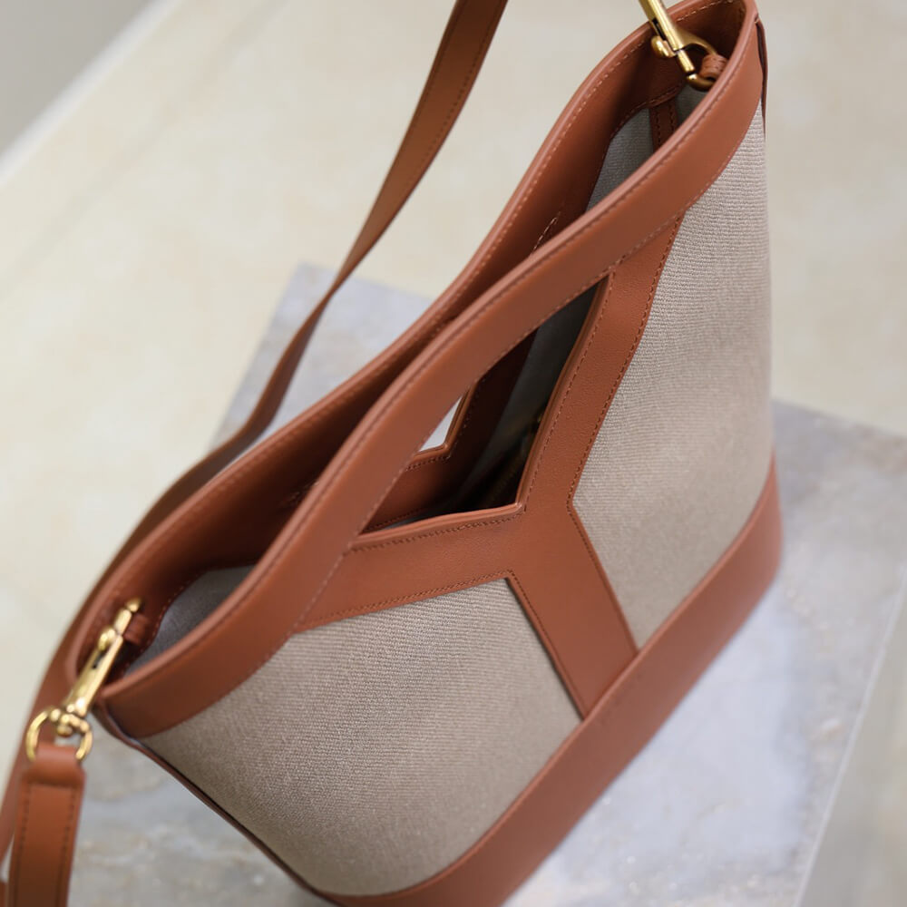 YSL Y small bucket in canvas and leather(HIGH-END GRADE) - Top Club
