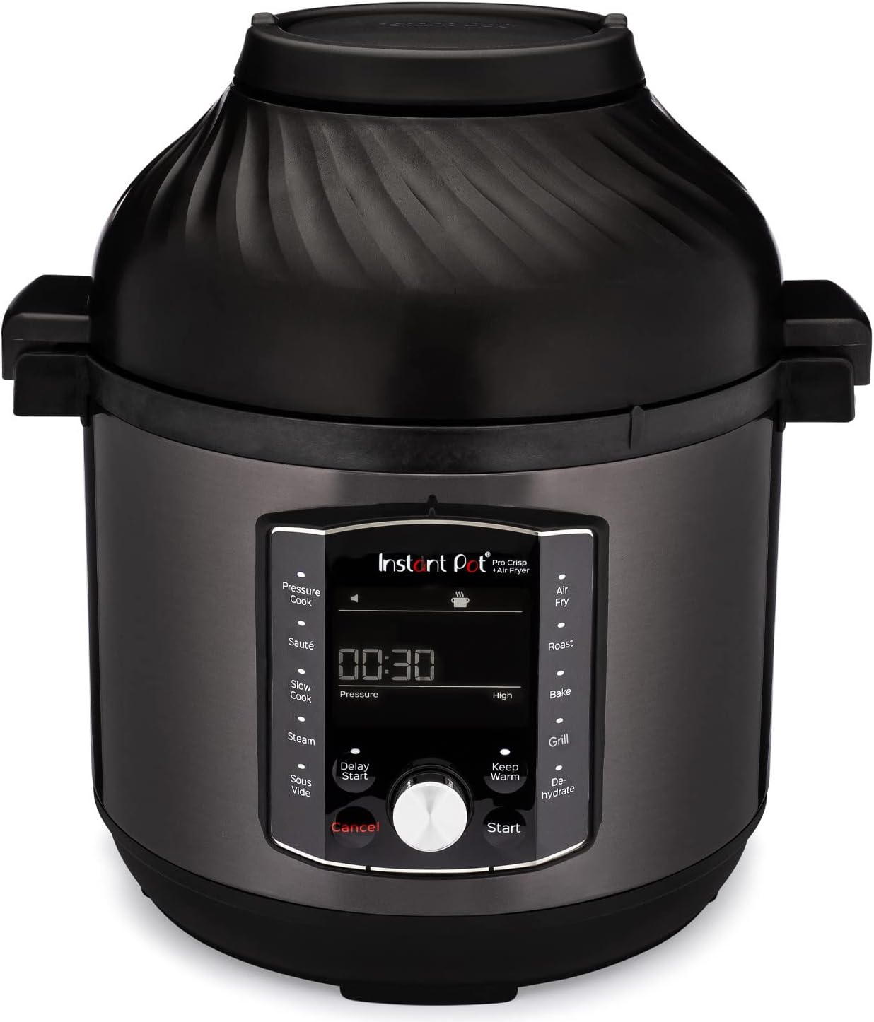 Instant Pot Pro Crisp 11-in-1 Friggitrice ad Aria / Pentola a Pressione Multifunzione in Acciaio Inossidabile, Adatta a Cucinare Patatine Fritte, Verdura e molto altro, 1500 W, 7,6 L - Nero