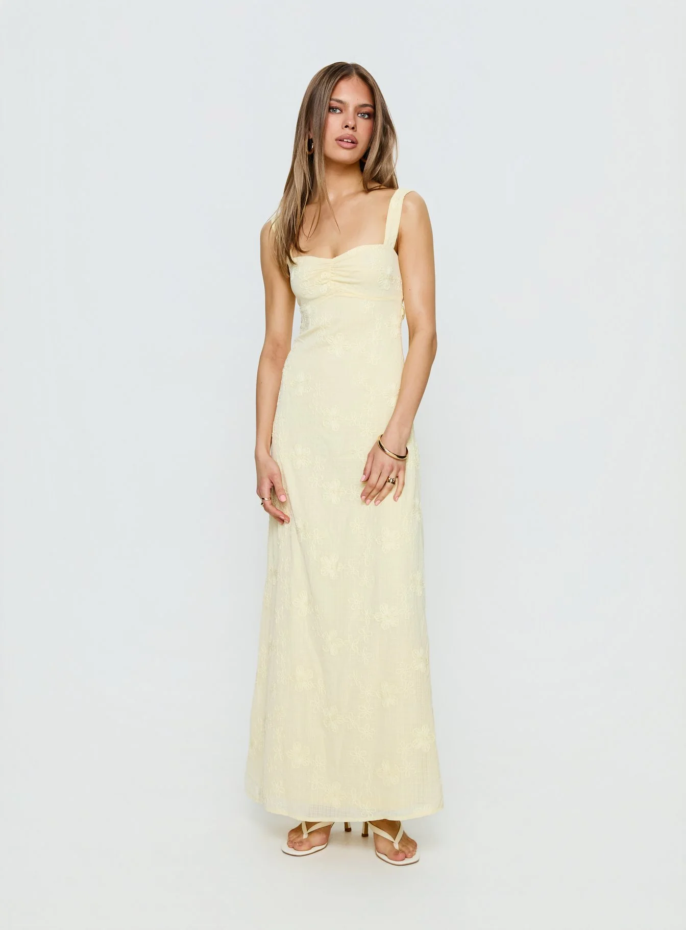 Maisone Broderie Maxi Dress Lemon