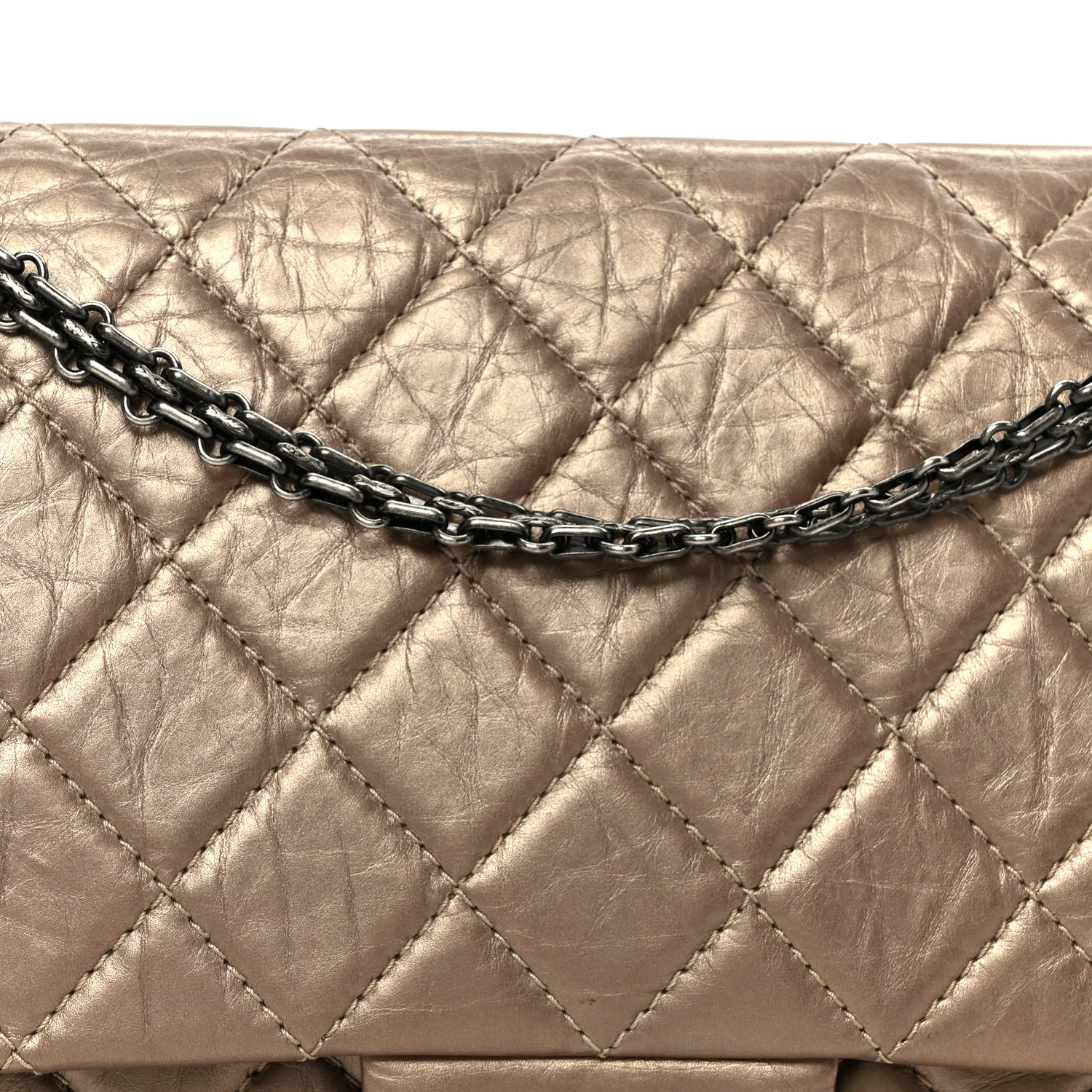 Metallic Aged Calfskin Quilted 2.55 Reissue 227 Flap Dark Gold - Top Club