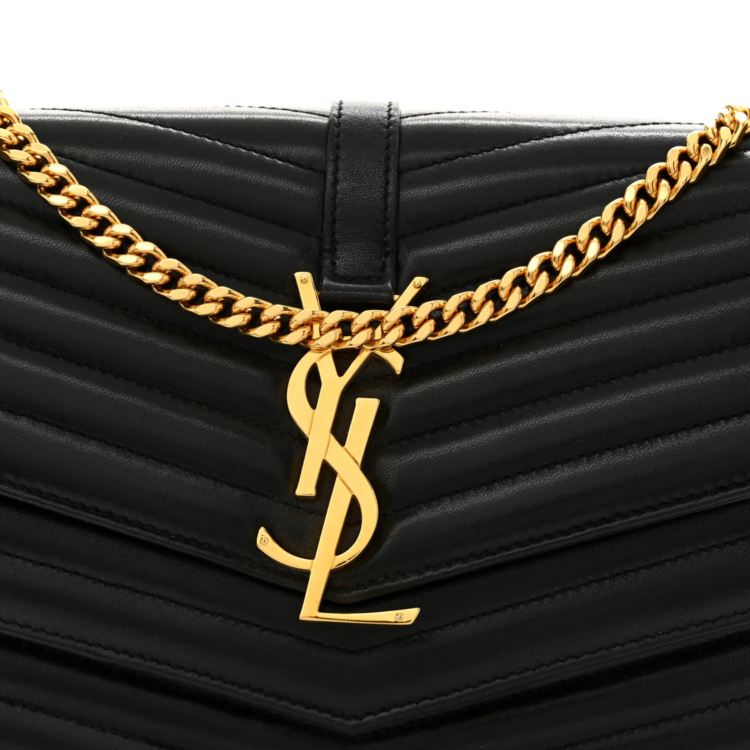 Lambskin Matelasse Chevron Monogram Sulpice Chain Wallet Black - Top Club