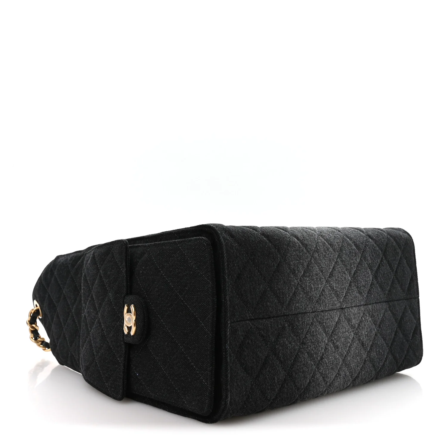 Washed Denim Quilted Medium Chanel 25 Handbag Black - Top Club