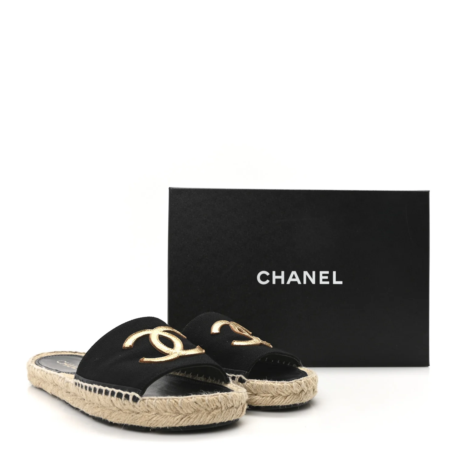 Wool Laminated Lambskin CC Slide Sandals 41 Black Gold - Top Club