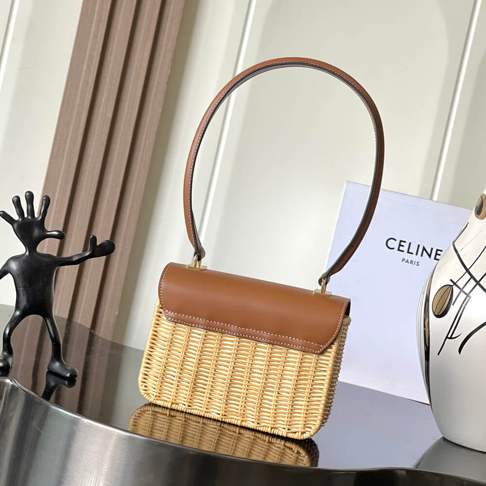 CELINE TEEN GARANCE BAG IN WICKER AND NATURAL CALFSKIN(HIGH-END GRADE) - Top Club