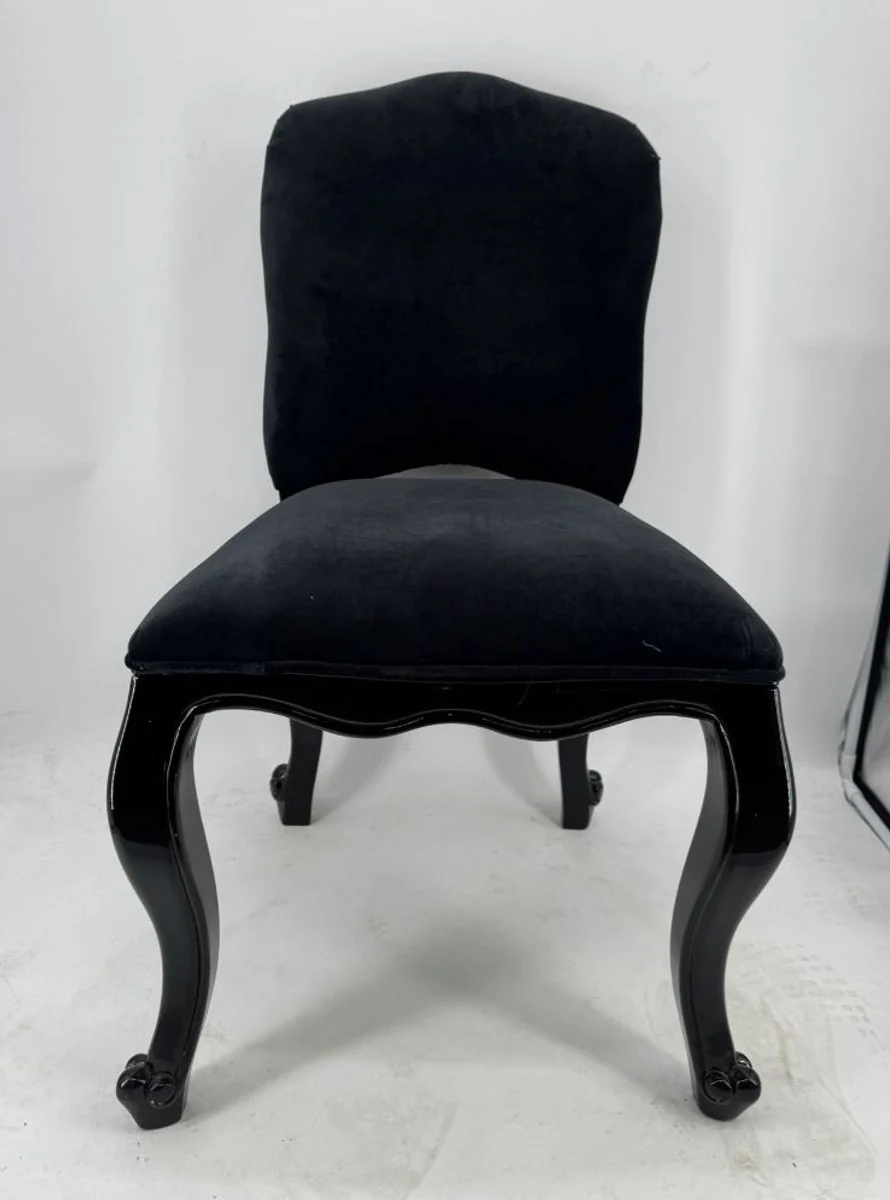 Luxury Baroque Dining Chair Castle with Brass Lion Handle Black - Baroque Furniture