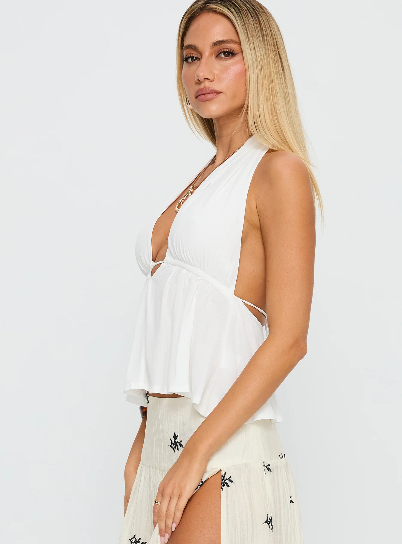 Saddler Halter Top White