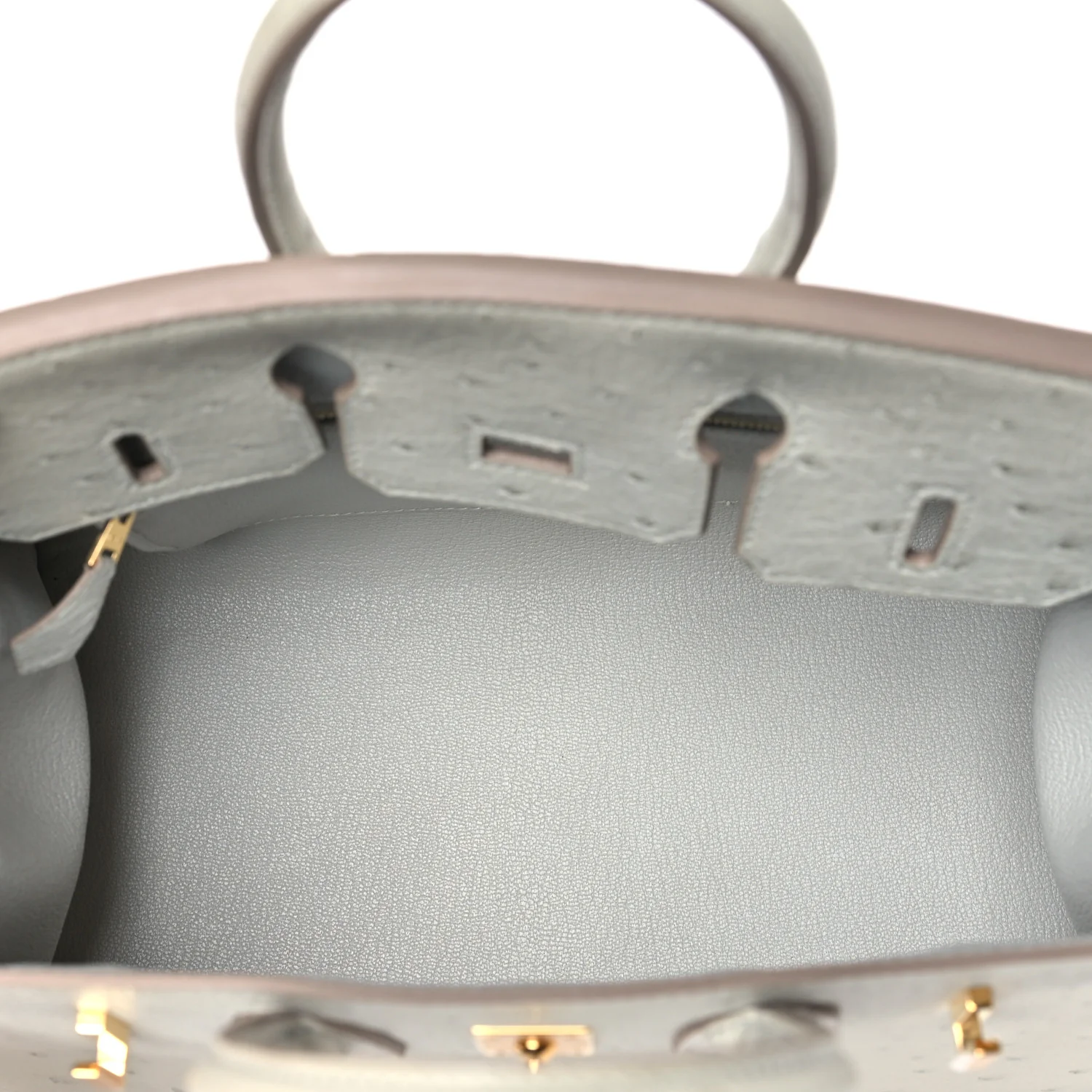 Ostrich Birkin Sellier 25 Gris Perle - Top Club