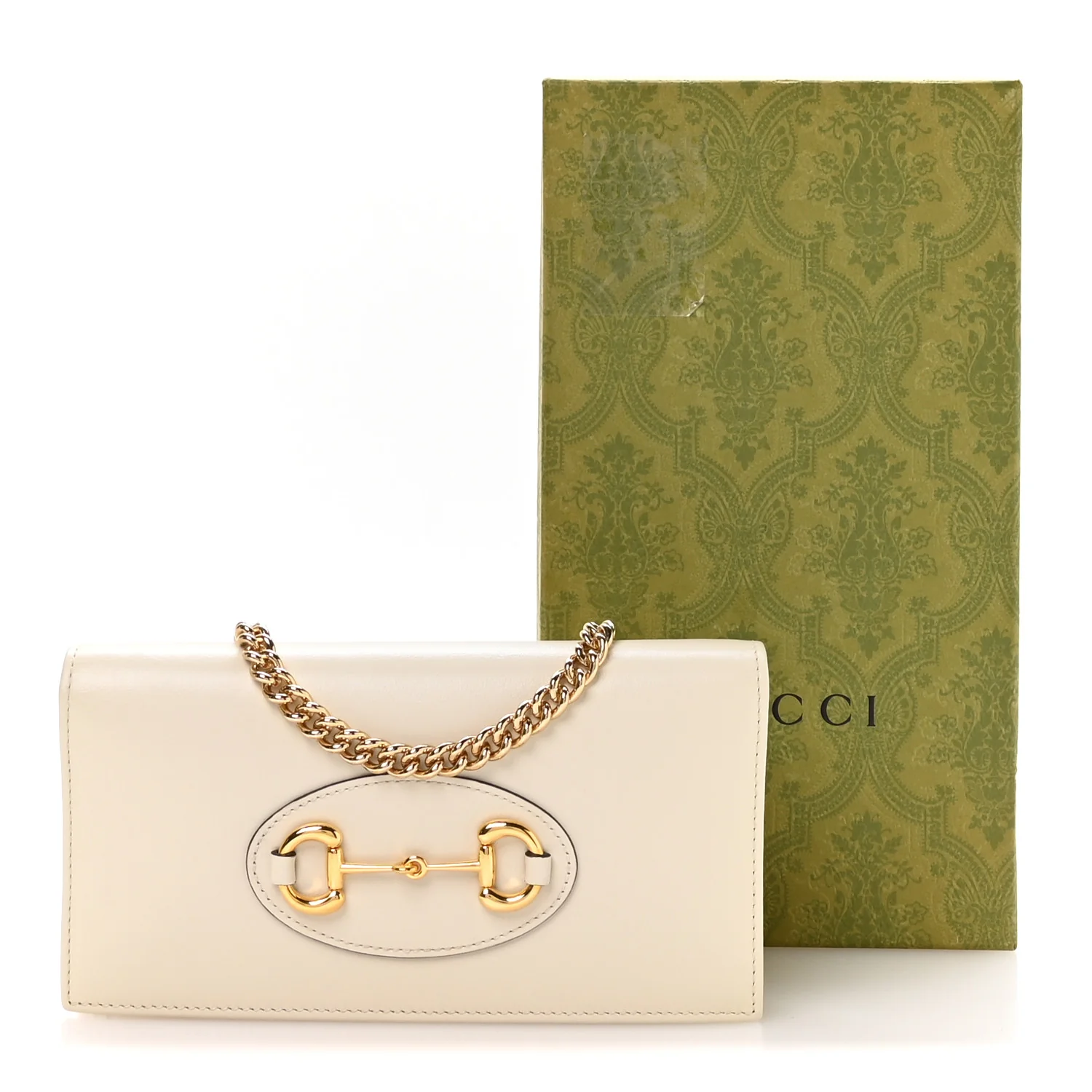 Boarded Plutone Calfskin Horsebit 1955 Wallet On Chain Mystic White - Top Club