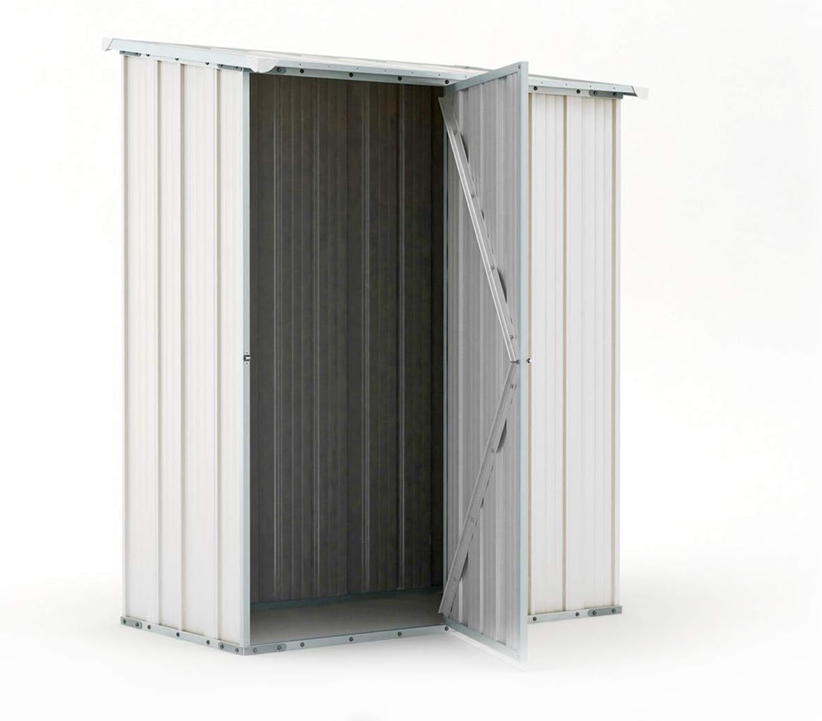 Notek Box in Acciaio Zincato Casetta da Giardino in Lamiera 1.55 x 1.00 m x h1.92 m - 50 kg – 1,55 Metri Quadri (Bianco)