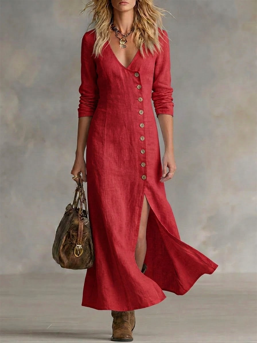 Casual Linen Cotton Button Dress - Nordfashionstorm - Women's Clothing, Fashion for You - Nordfashionstorm.com