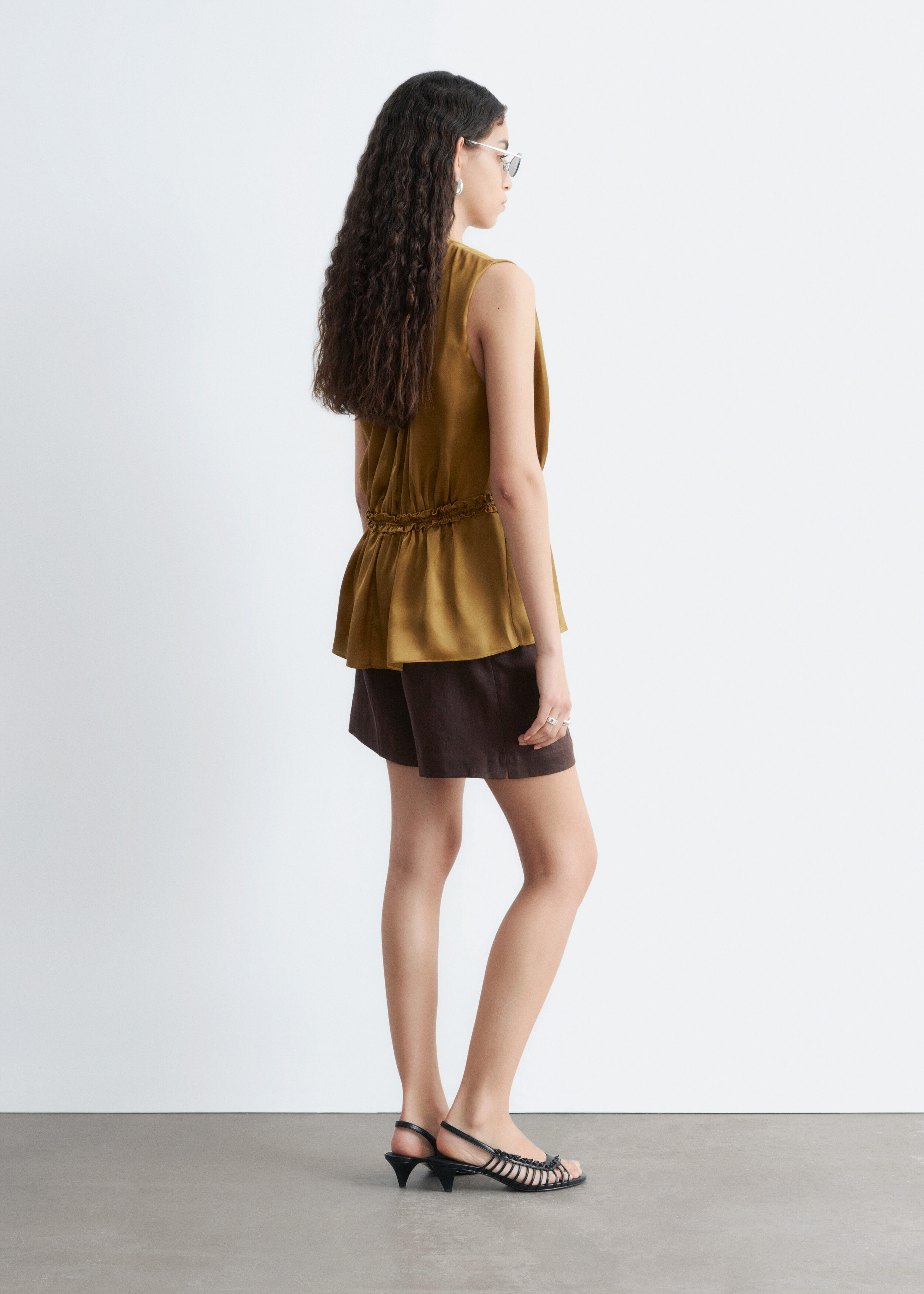 & Other Stories SLEEVELESS SILK FRILL TOP