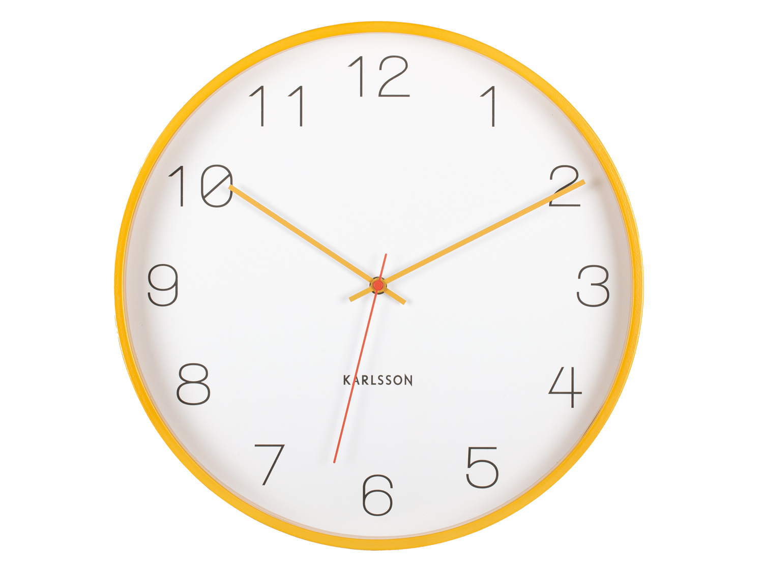 Wall clock Joy wood w. ochre yellow accents
