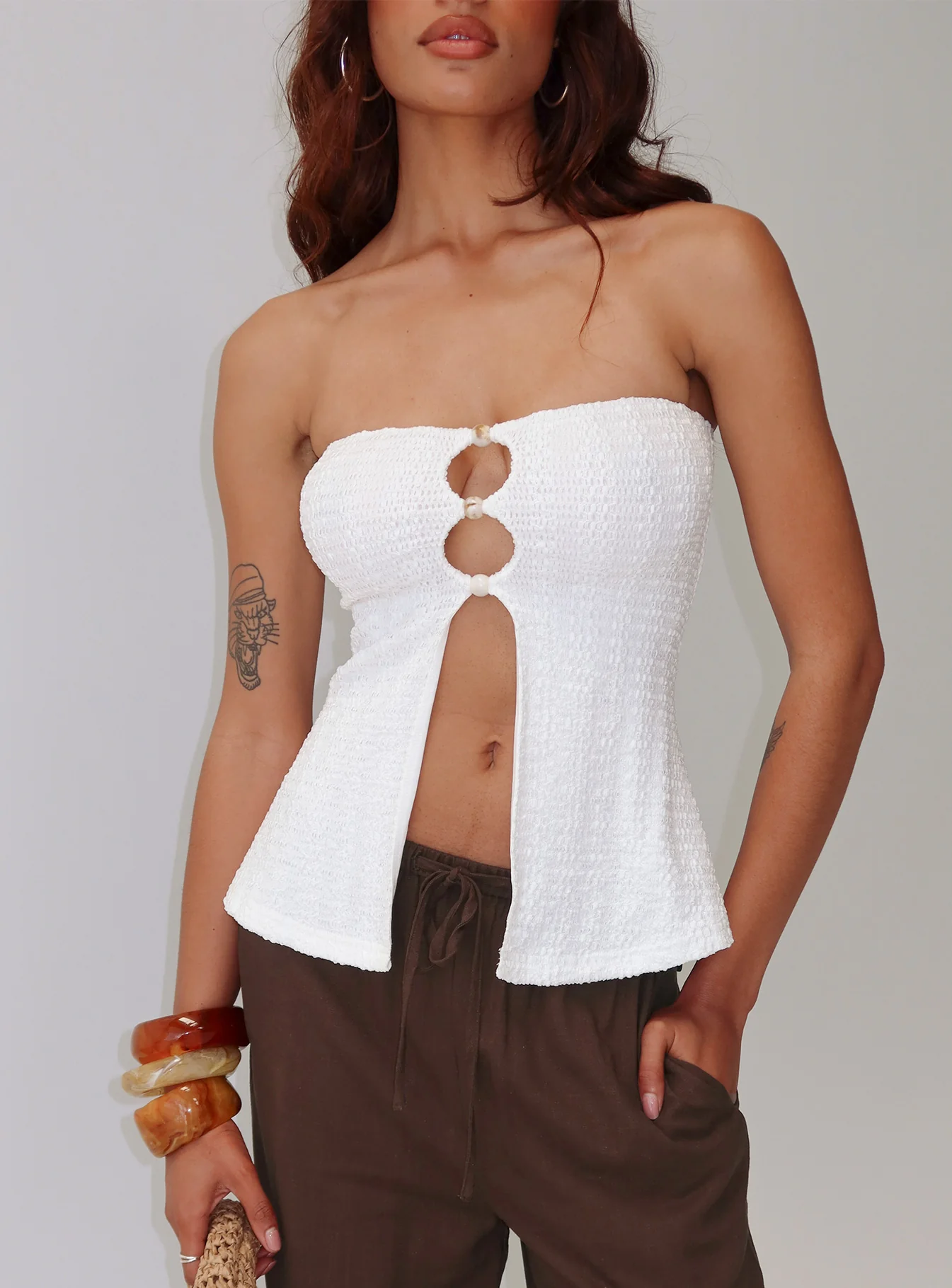 Lost Souls Strapless Cut Out Top White