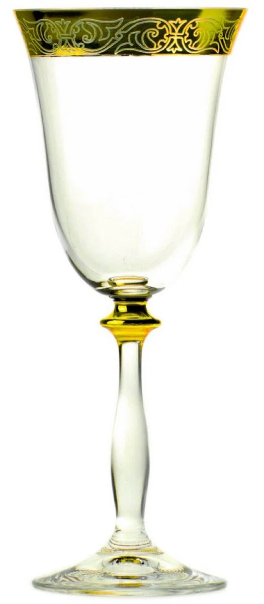 Luxury Baroque wine glass set of 6 gold Ø 8 x H. 20 cm - handmade and hand-engraved wine glasses - hotel & restaurant accessories - luxury quality