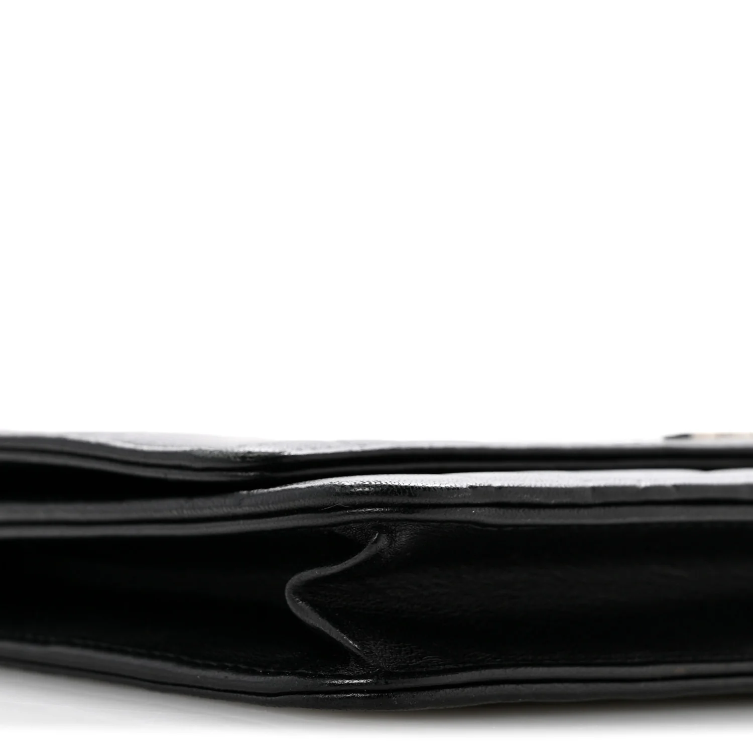 Lambskin Camellia Embossed Wallet On Chain WOC Black - Top Club
