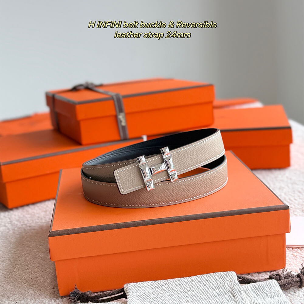 H Infini belt buckle   Reversible leather strap 24 mm - Top Club