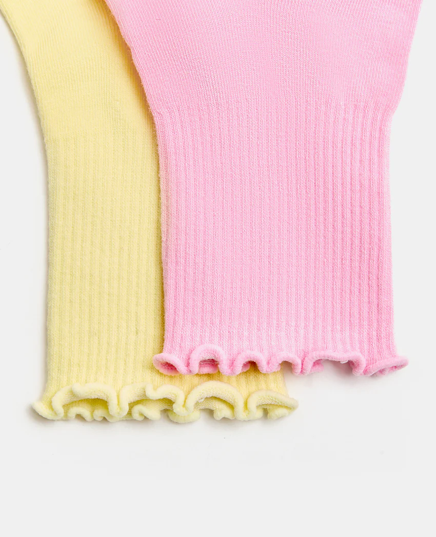 Pimkie Lot de 2 paires de chaussettes avec finitions ondulées