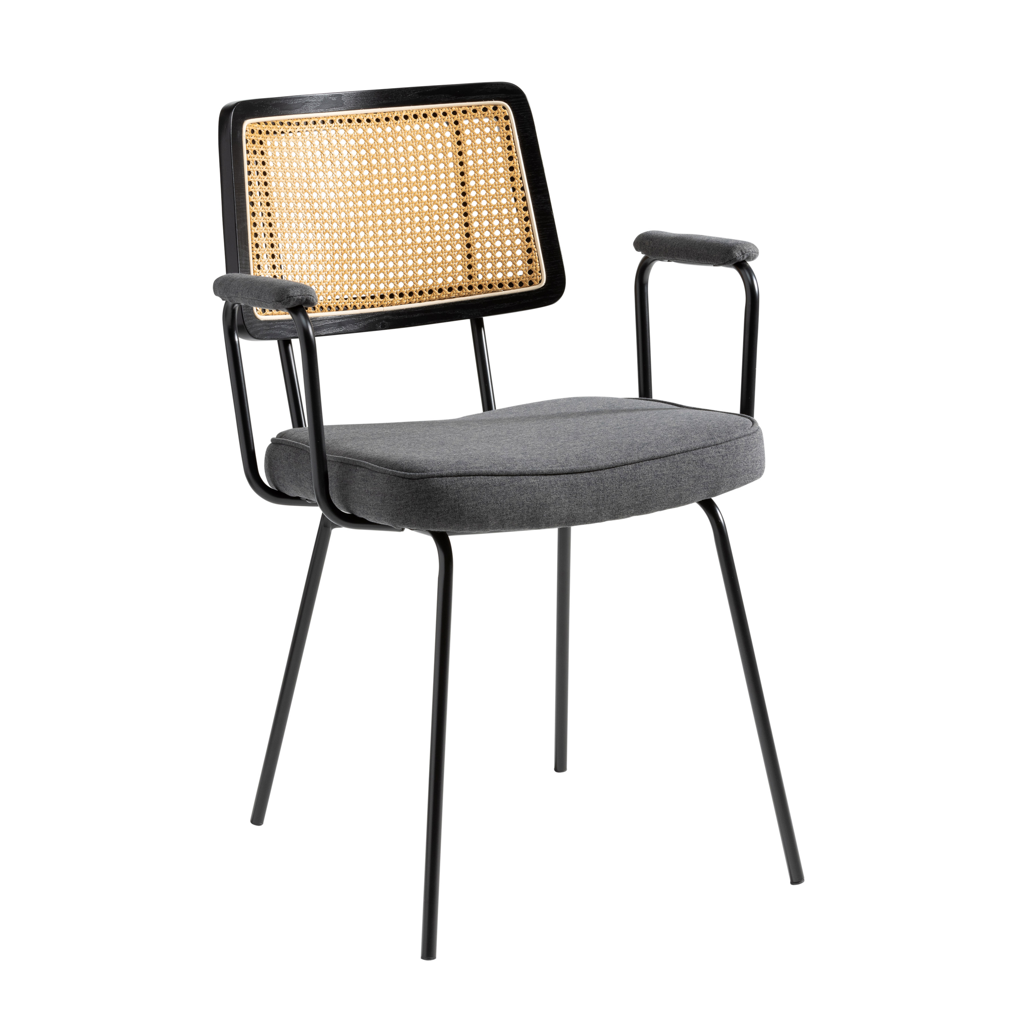 armstoel Kim wicker  stof PKB antraciet