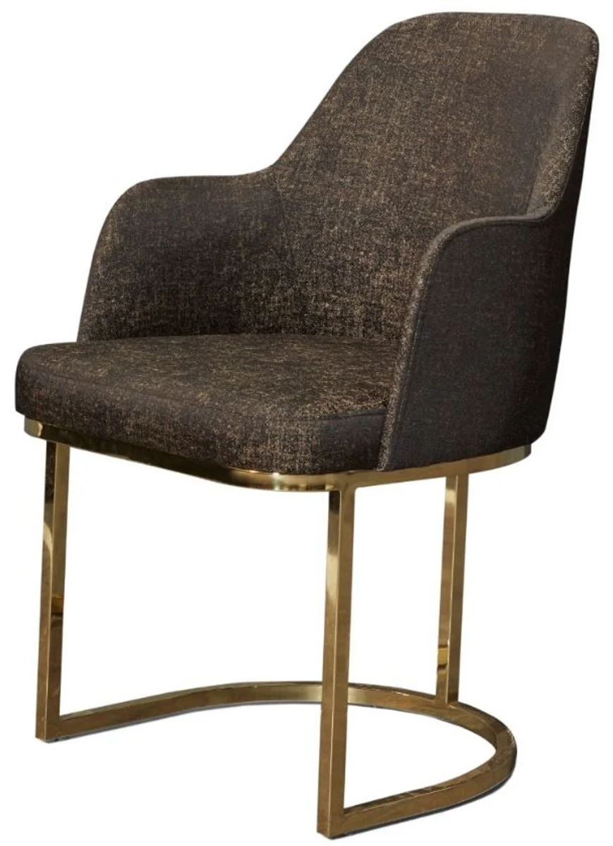 Luxury Dining Room Furniture Set Gray / Gold / Black - 1 Dining Table & 6 Dining Chairs - Luxury Dining Room Furniture