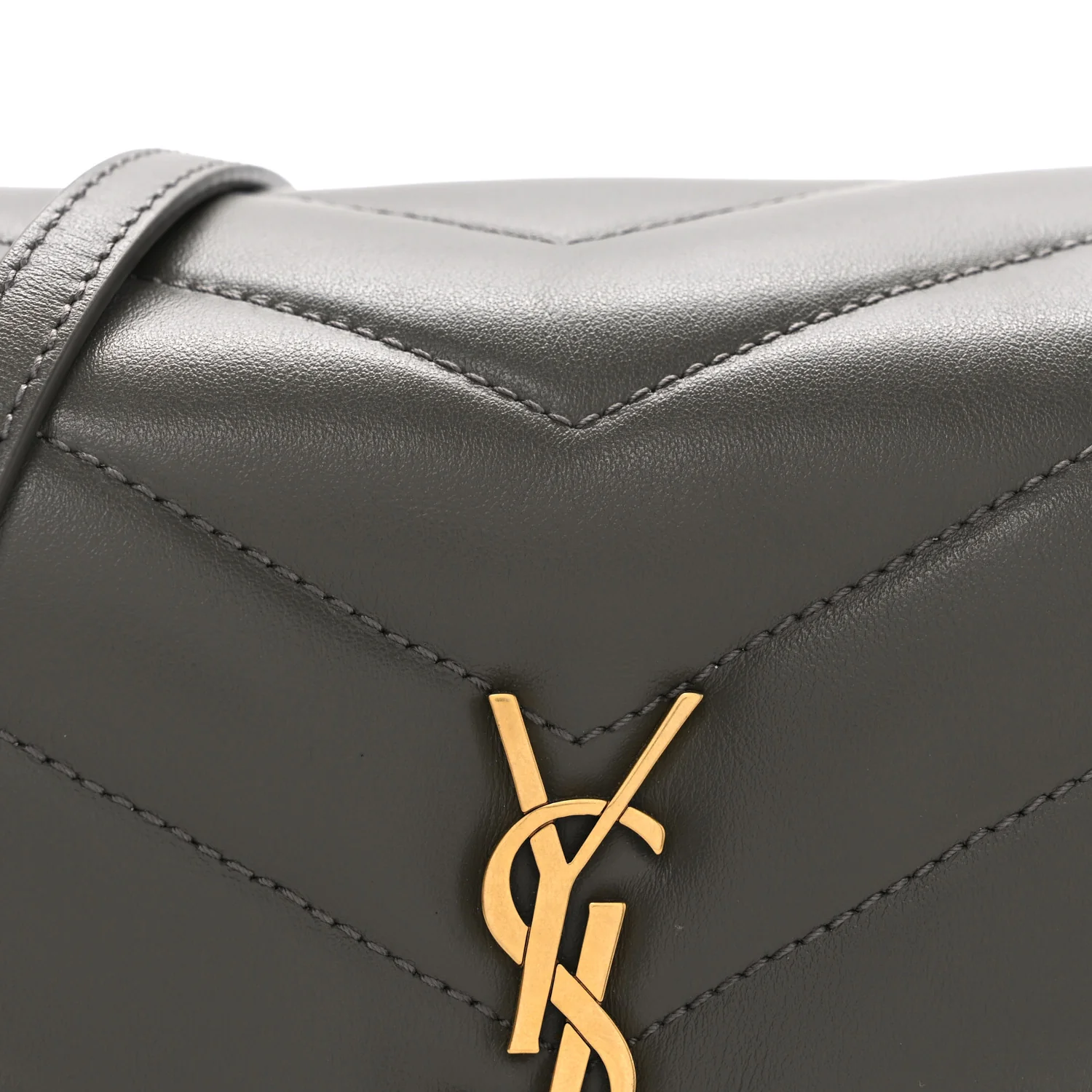 Calfskin Y Quilted Monogram Toy Loulou Crossbody Bag Grey Kaki - Top Club