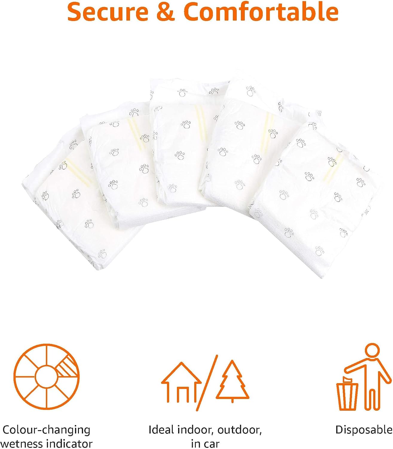Disposable Male Dog Diapers With Wetness Indicator – Leakproof & Breathable, 50 Pack