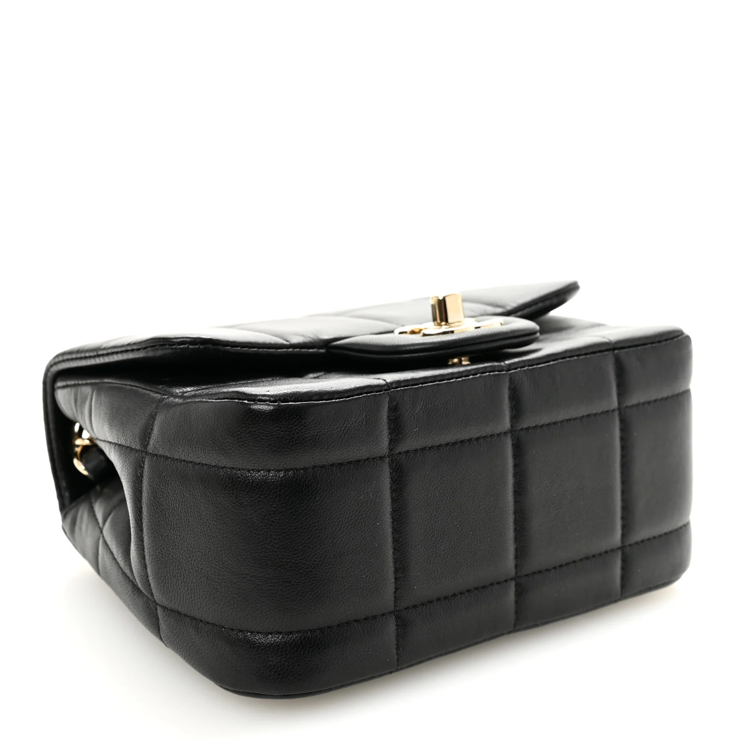 Lambskin Resin Crystal Square Quilted Mini Monacoco Flap Black - Top Club