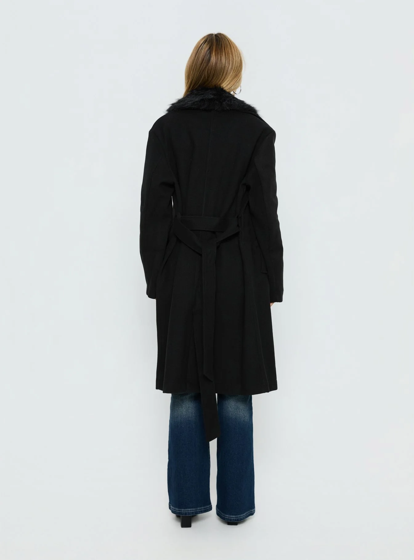 Hallyn Faux Fur Collar Coat Black