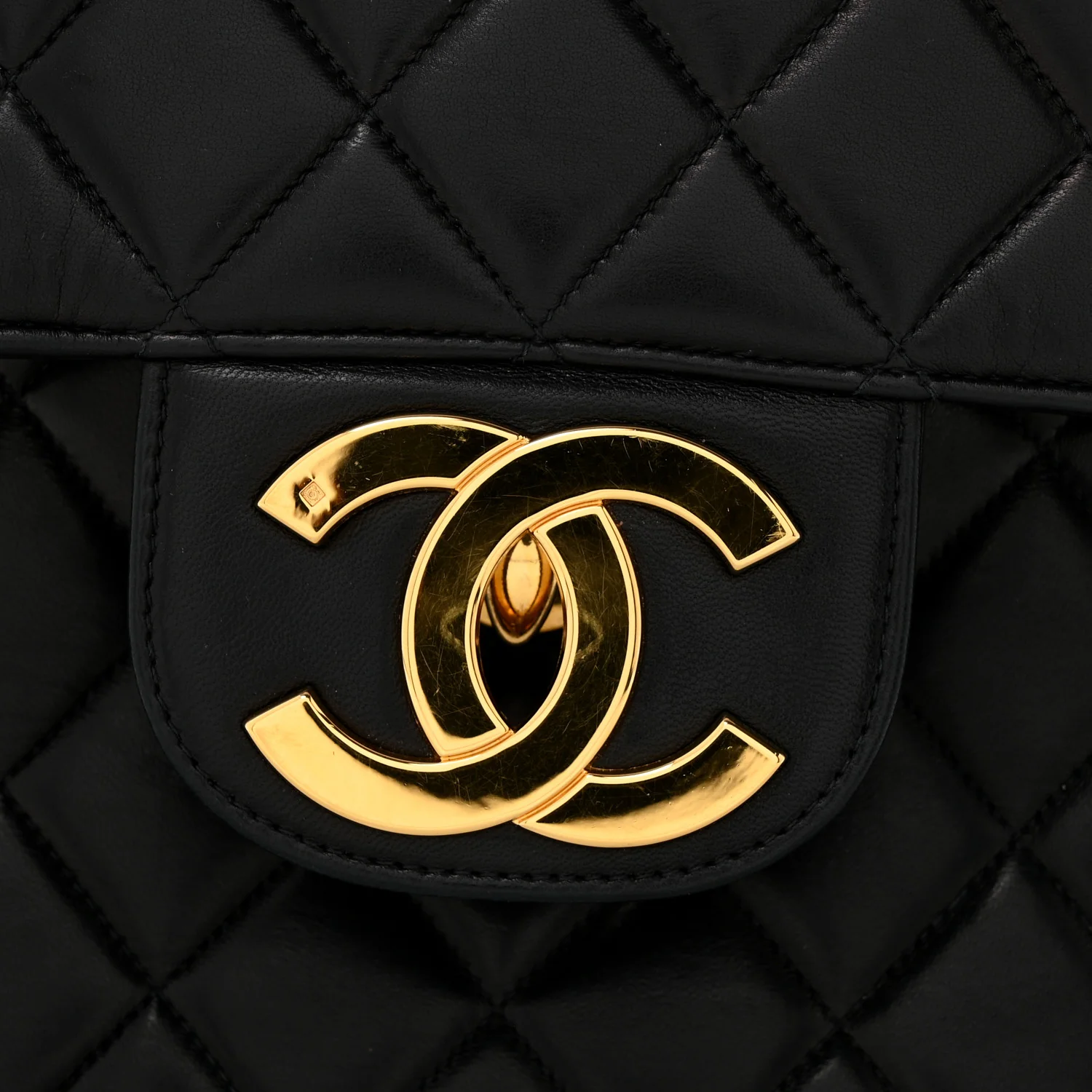Lambskin Quilted XL Jumbo Single Flap Black - Top Club