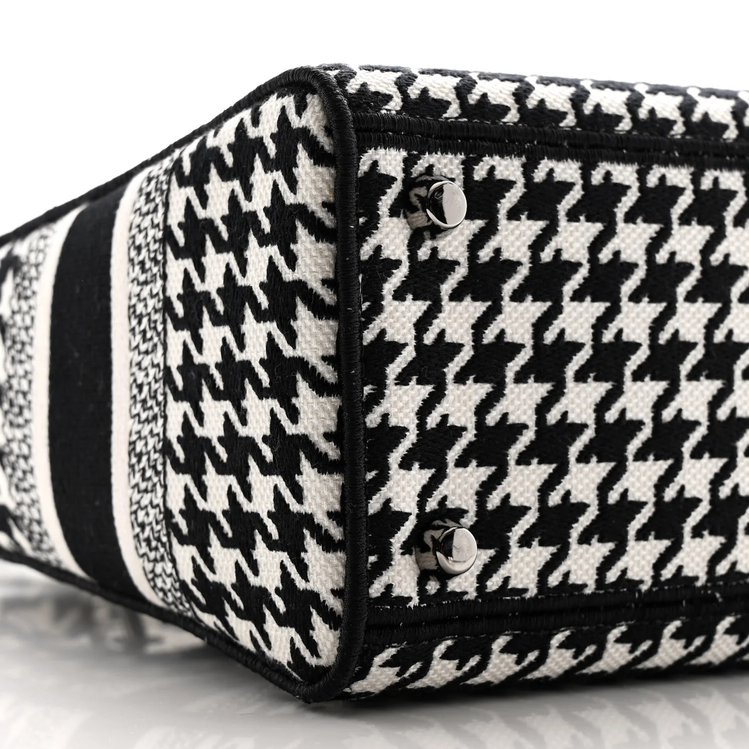 Canvas Houndstooth Embroidered Medium Lady D-Lite Black White - Top Club