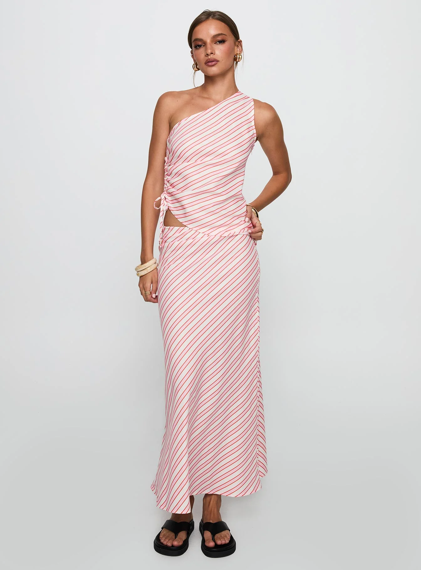 Wanna Dance Asymmetrical Set Pink Stripe