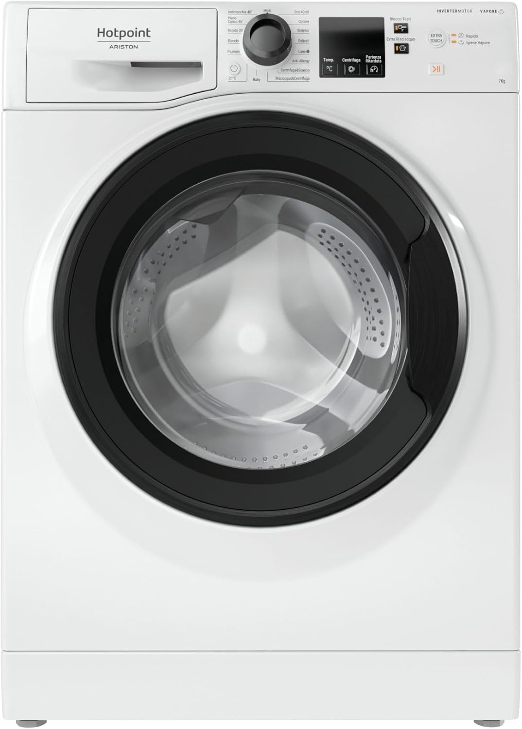 Hotpoint Lavatrice a Libera Installazione a Carica Frontale NF746WK IT, 7 Kg, Classe Energetica A, Colore Bianco, Larghezza 59.5 cm, Profondità 54 cm, Altezza 85 cm