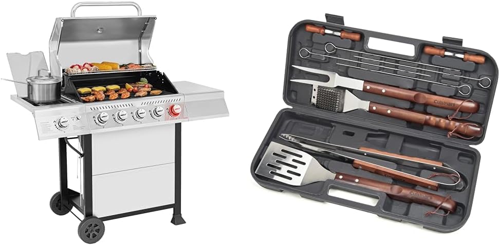 Royal Gourmet GA5401T 5-Burner Propane Gas Grill Sear Burner Side Burner Stainless Steel BBQ Grill