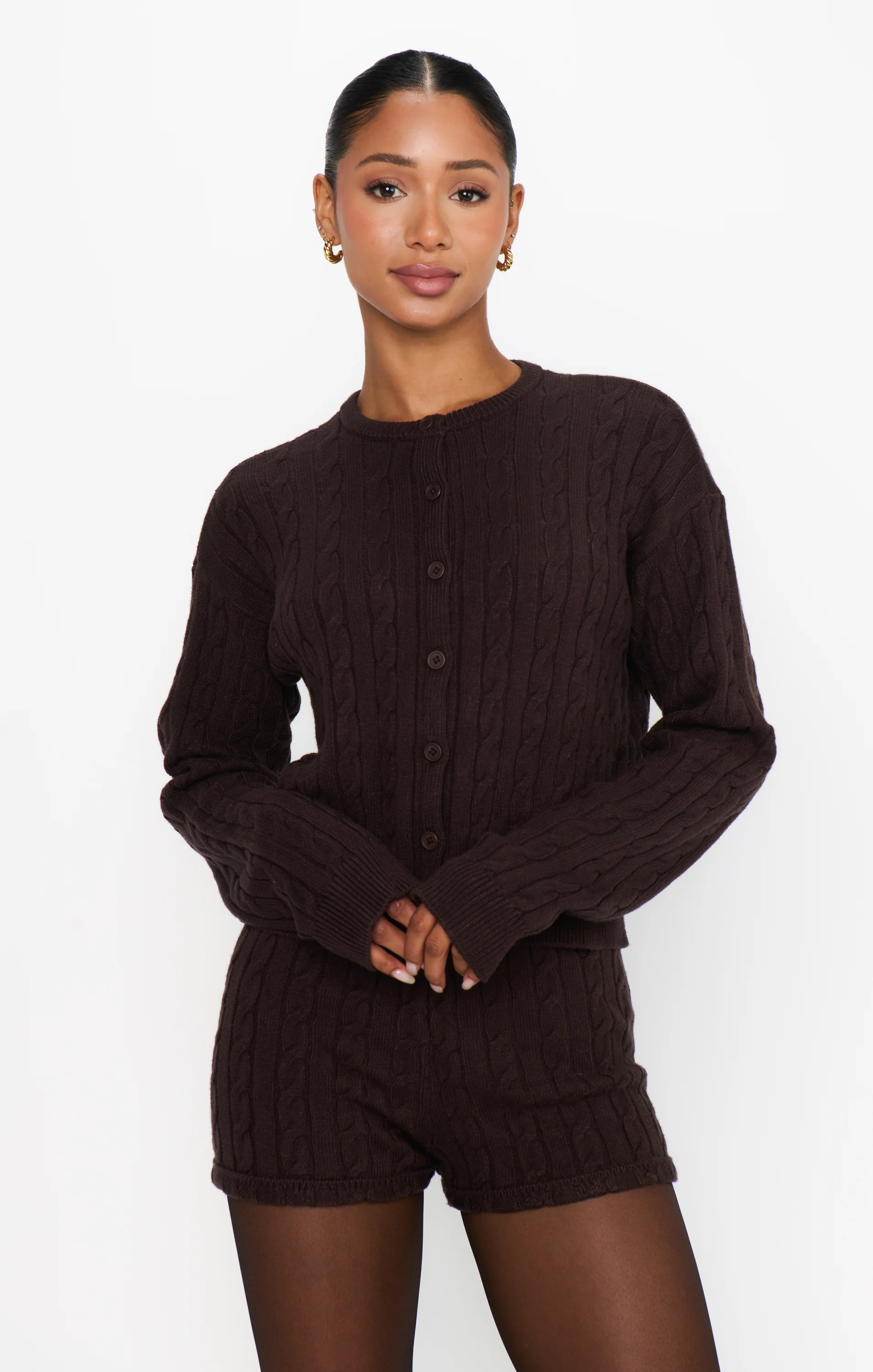 Throw on Cardigan ~ Chocolate Cable Knit