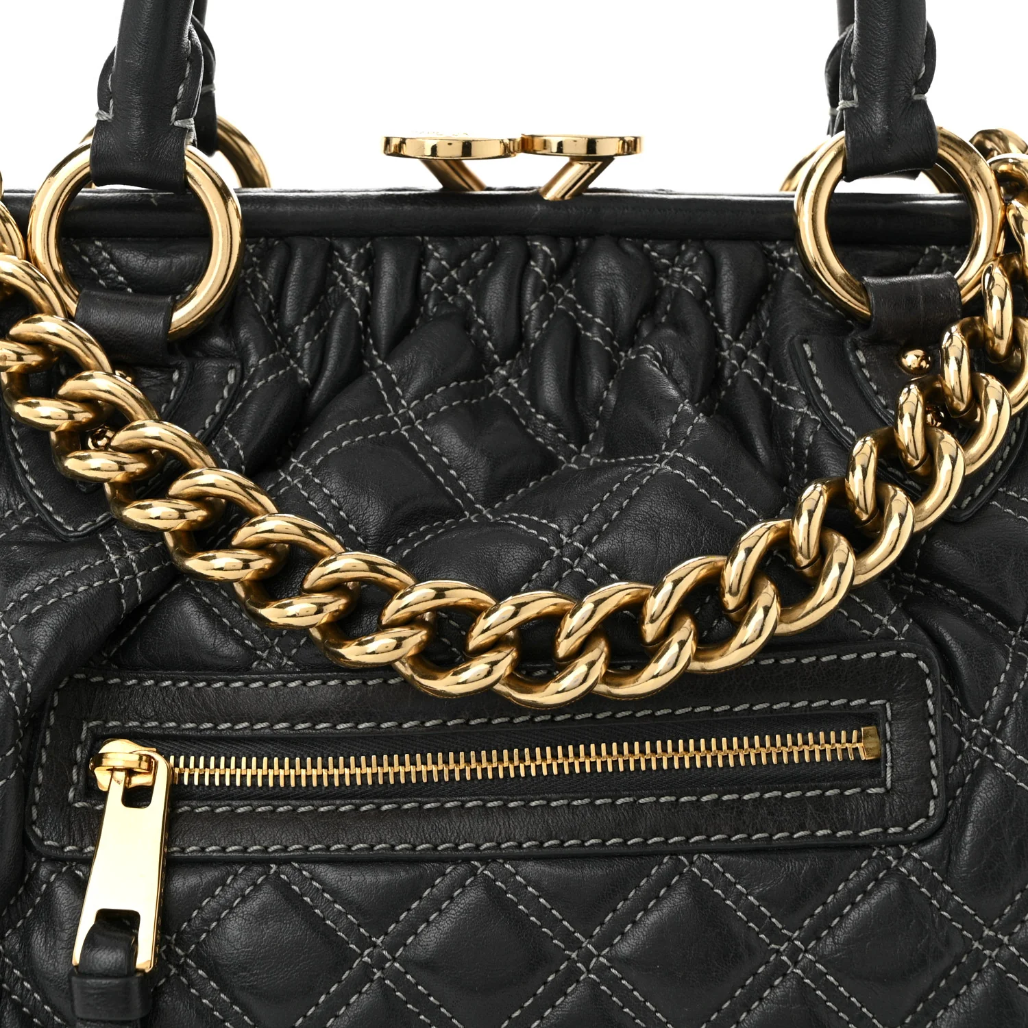 Calfskin Quilted Stam Dark Grey - Top Club