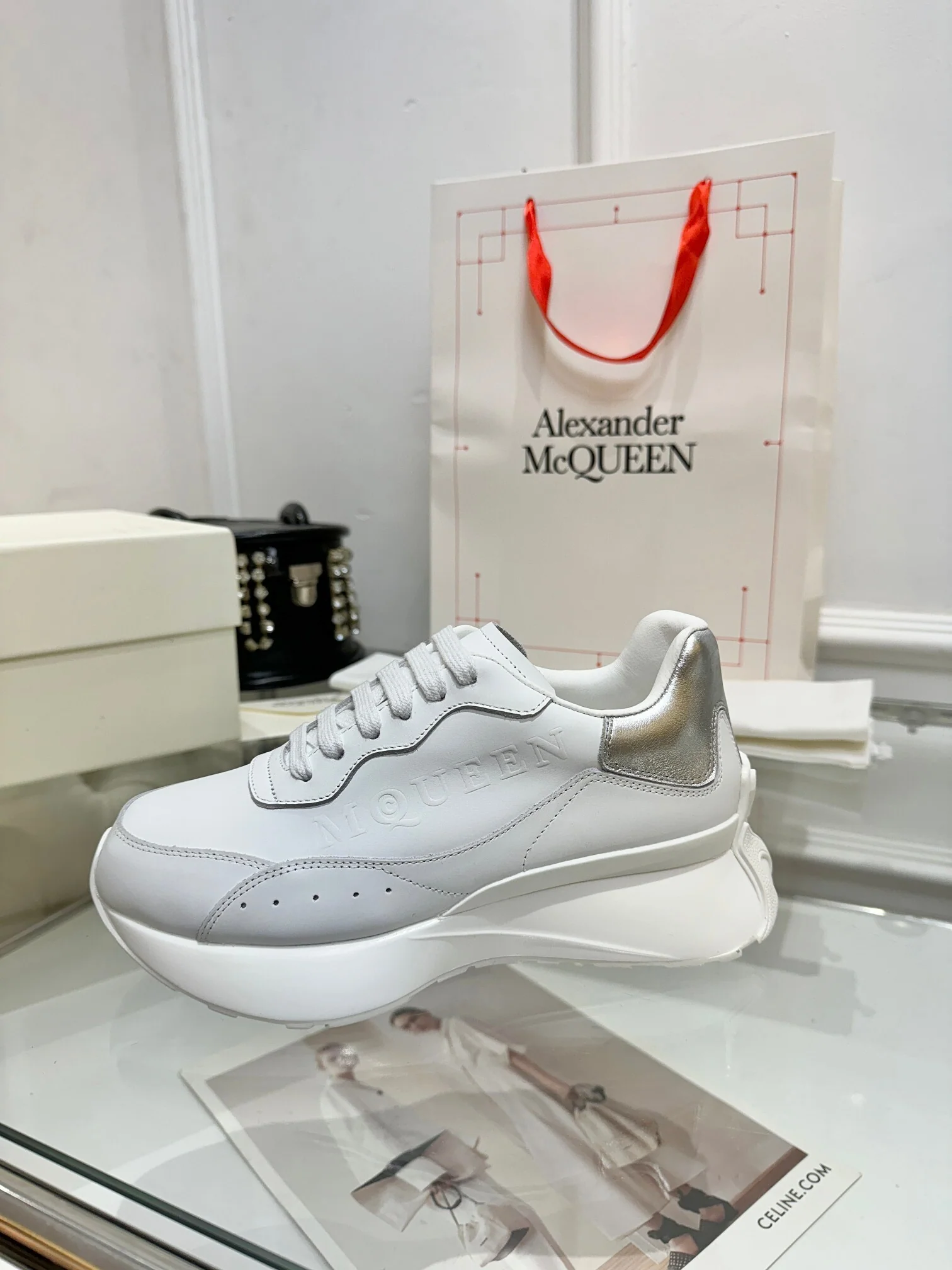 Alexander McQueen Unisex Oversized Sneakers With Metallic Heel Accents - Sneaker Replica Workshop
