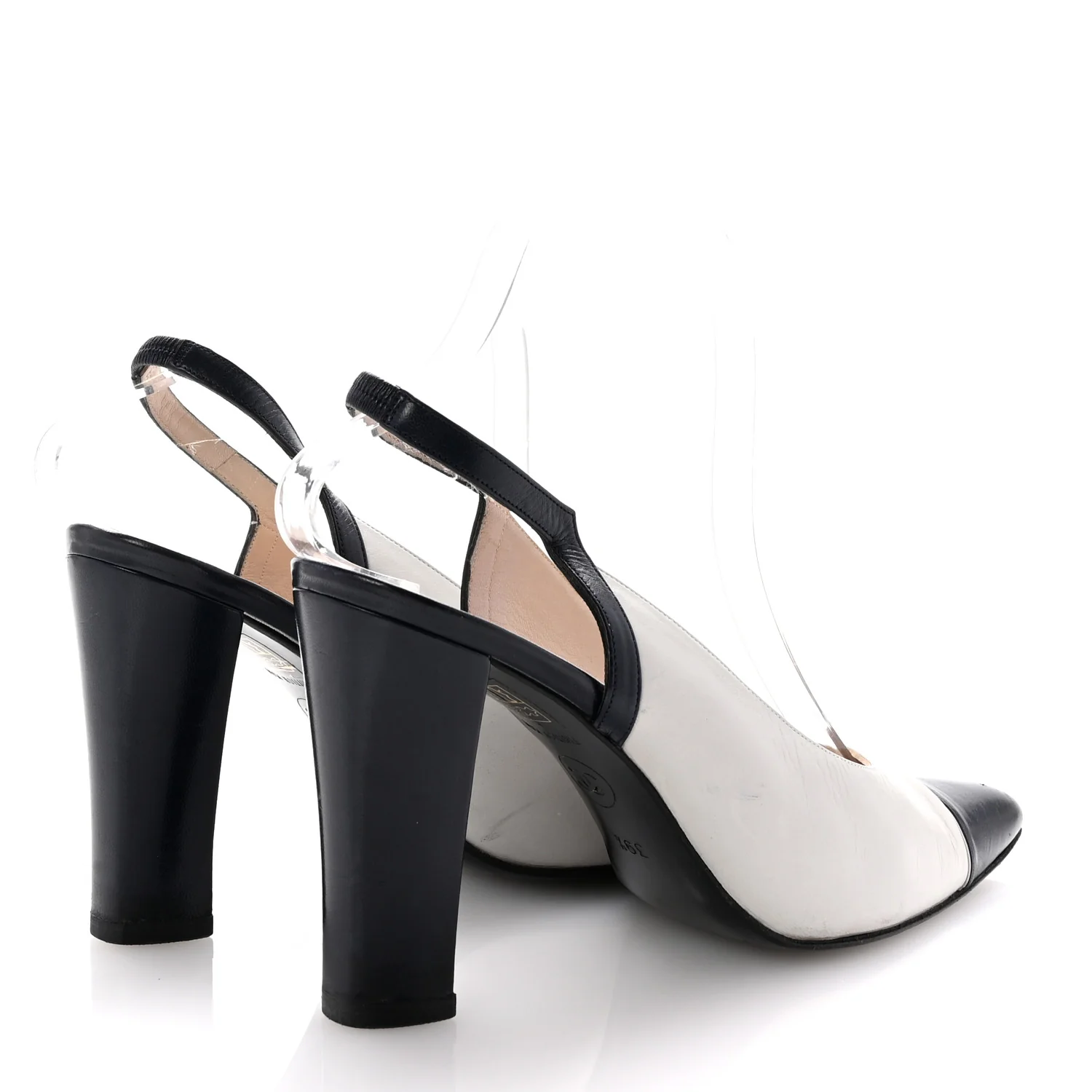 Pointed Cap Toe Slingback Pumps 39.5 Grey Navy - Top Club