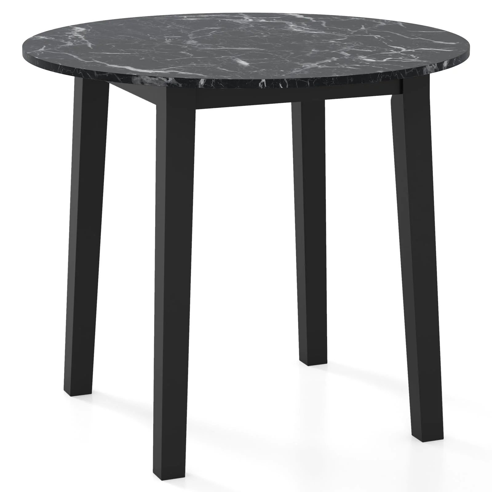 BEFOUNDLOVELY Round Dining Table with Rubber Wood Legs, Marble-Textured Veneer Tabletop