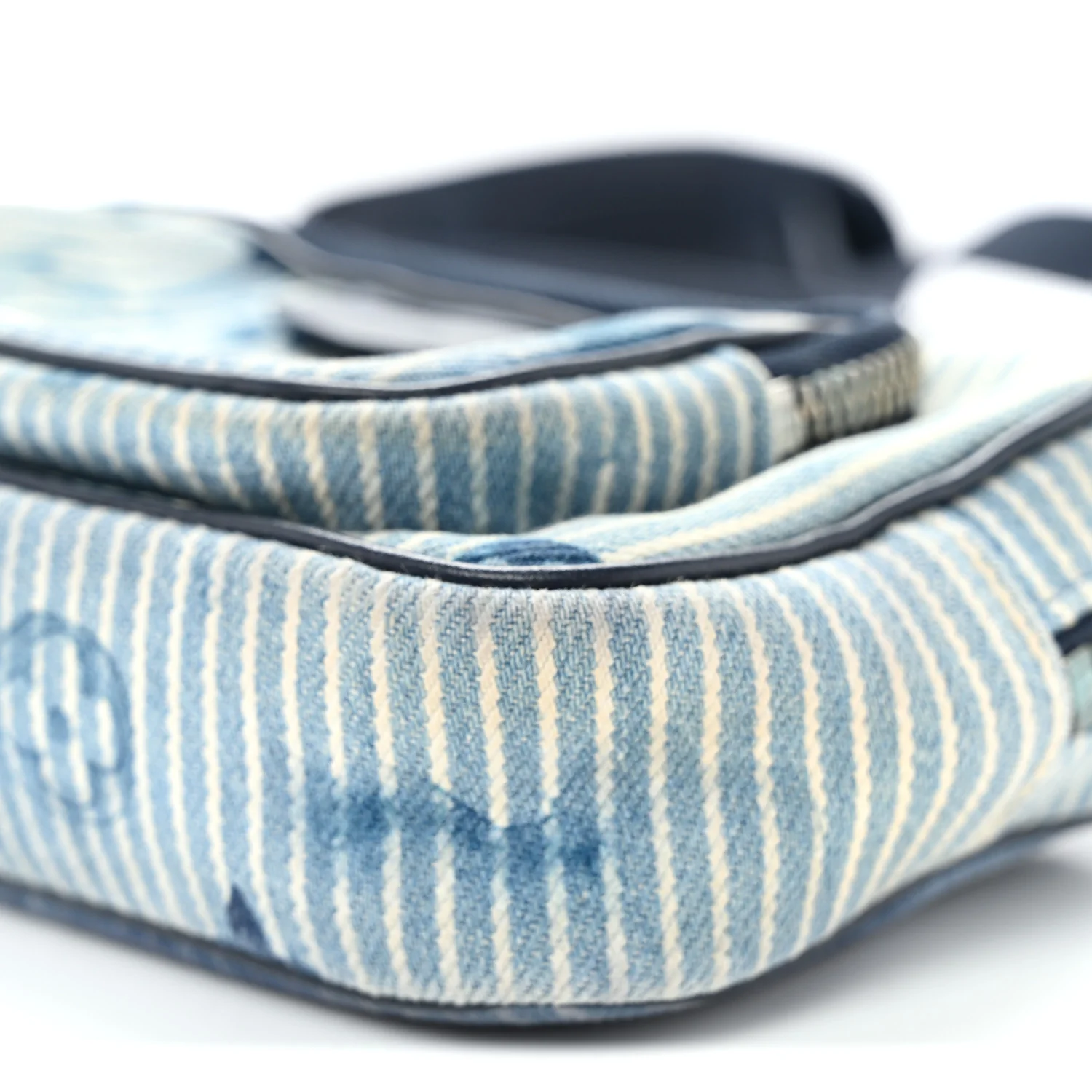 Hickory Stripes Denim Monogram Watercolor Outdoor Pouch Blue - Top Club