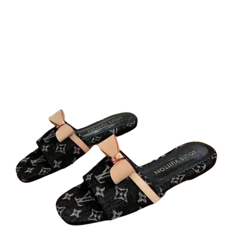 Louis Vuitton Bow Decorated Monogram Slides For Women - Sneaker Replica Workshop