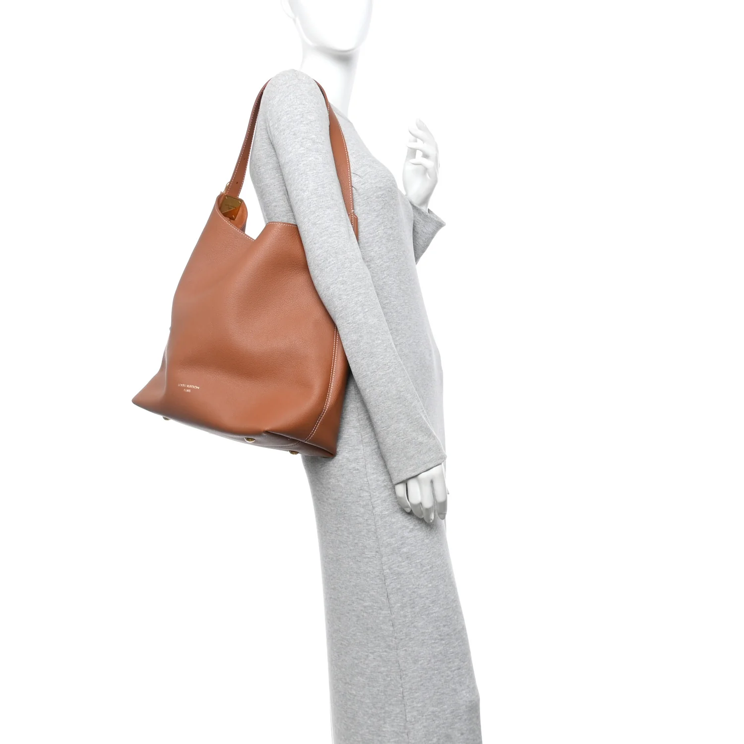 Grained Calfskin Low Key Hobo MM Cognac