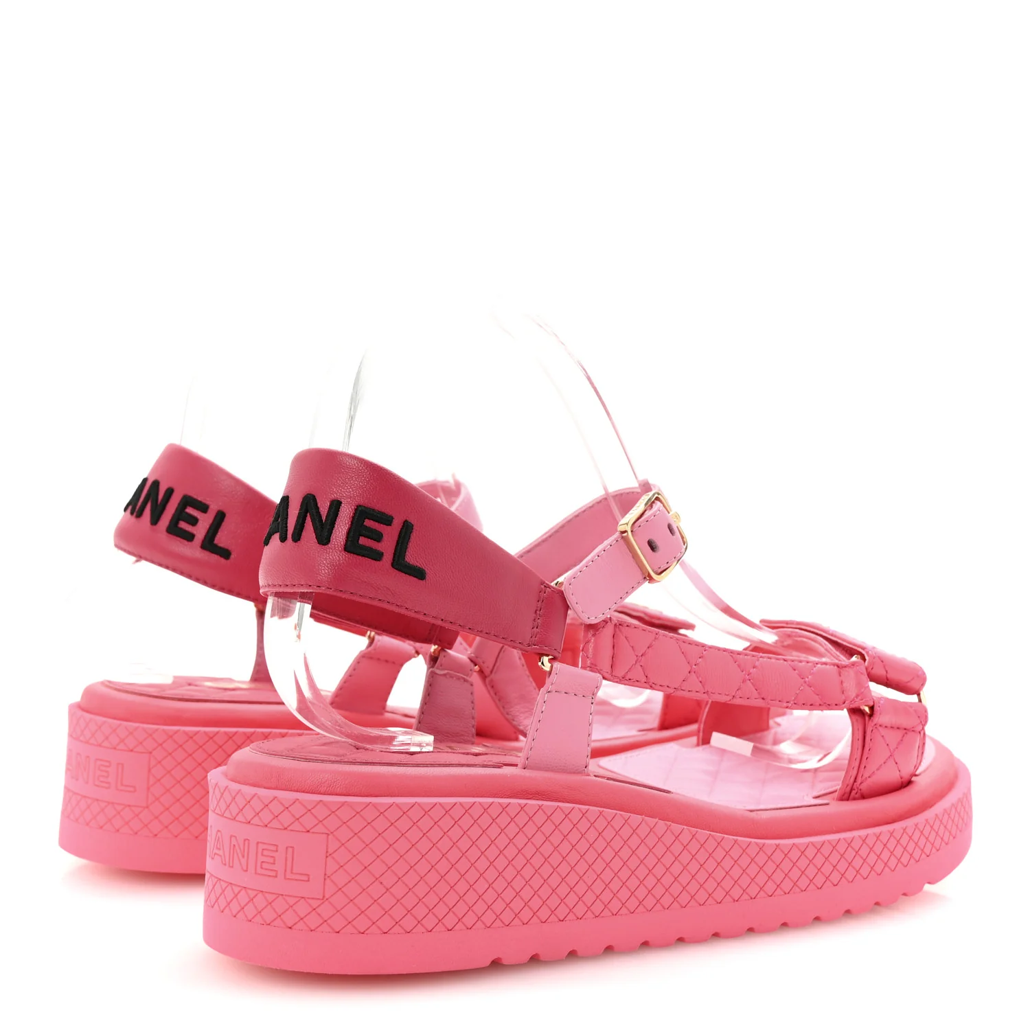 Lambskin Logo Platform Sandals 39 Pink Red - Top Club
