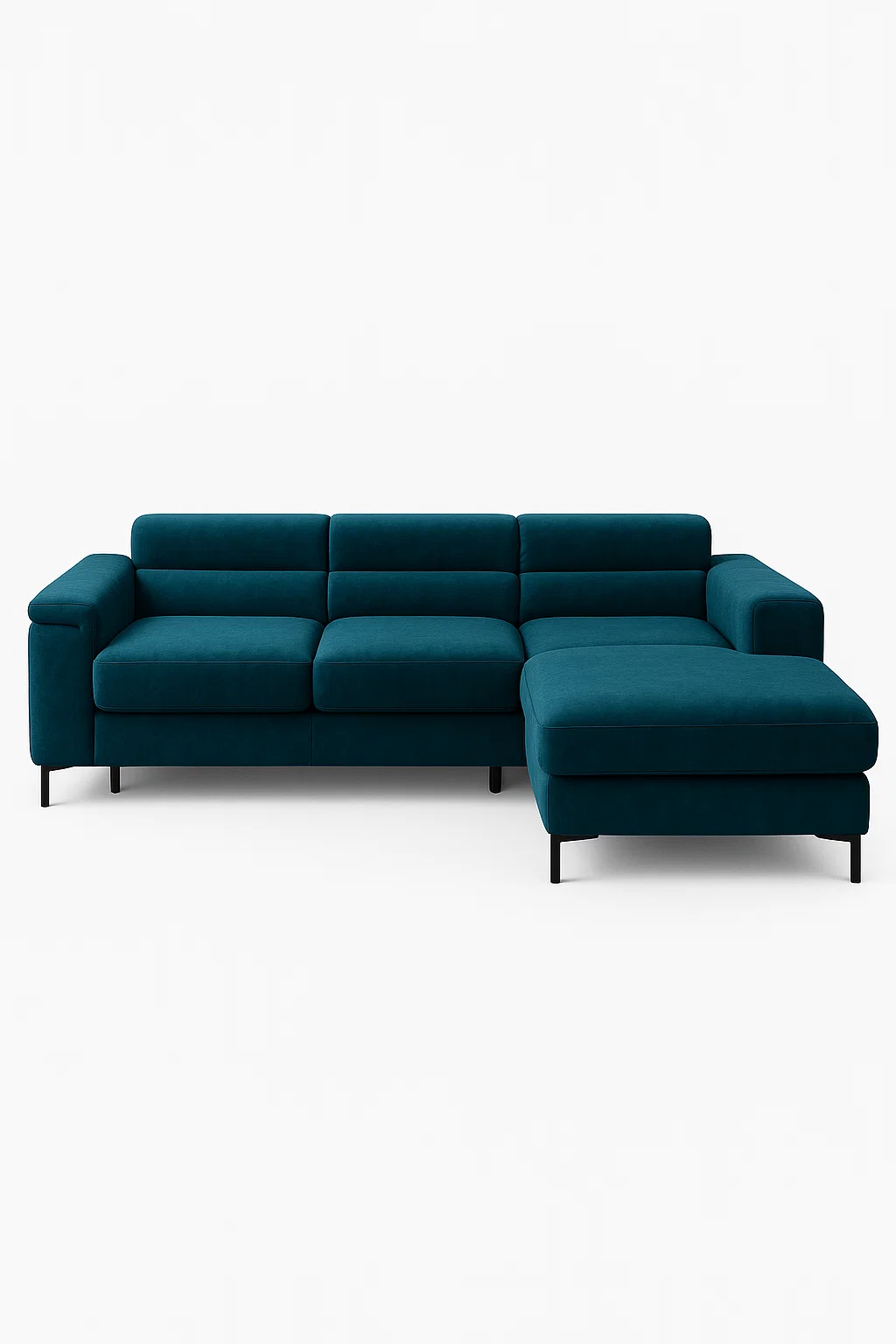 Sofá rinconero de 4 plazas en estilo moderno con chaise longue derecha y líneas minimalistas