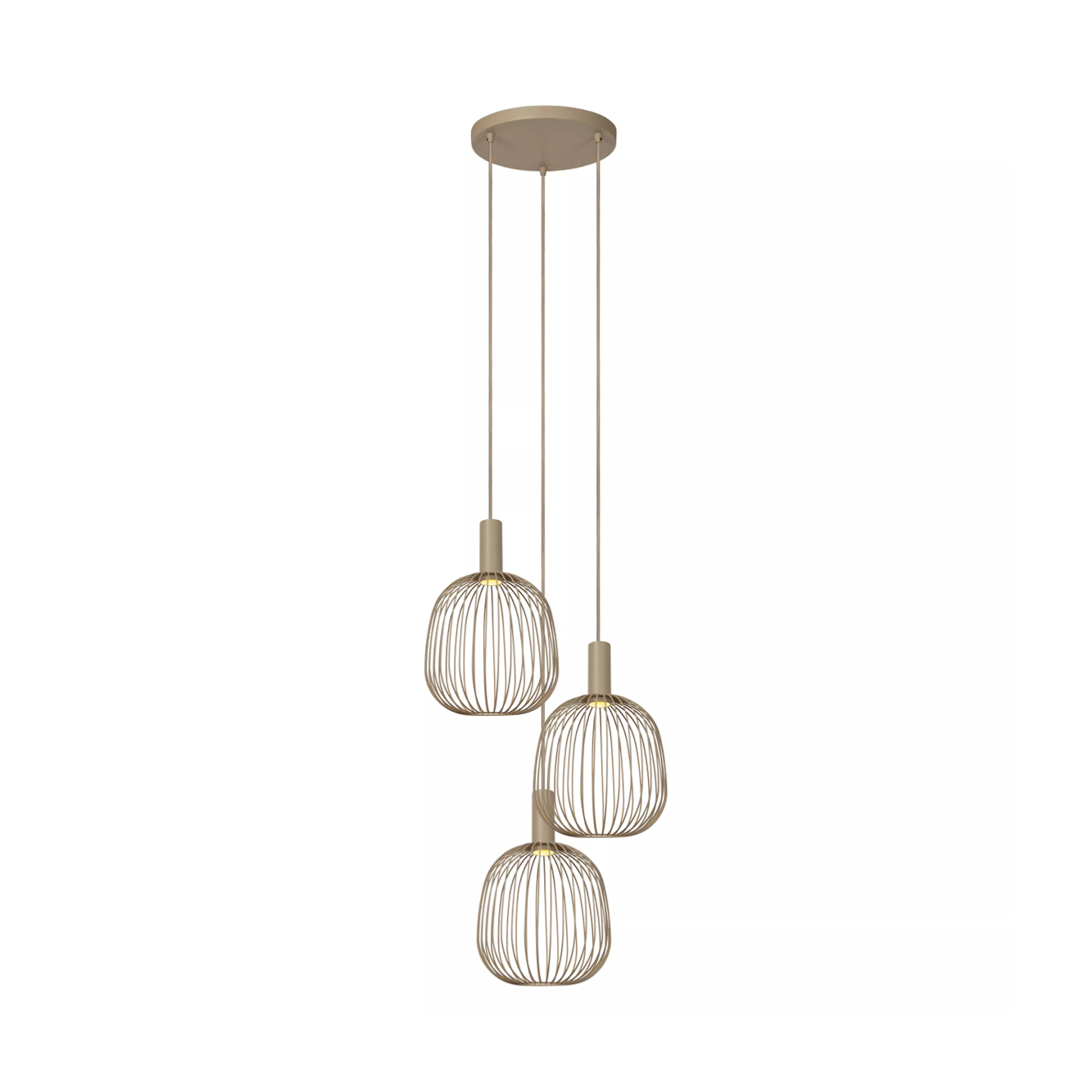 Hanglamp Esterel rond 3-lichts taupe